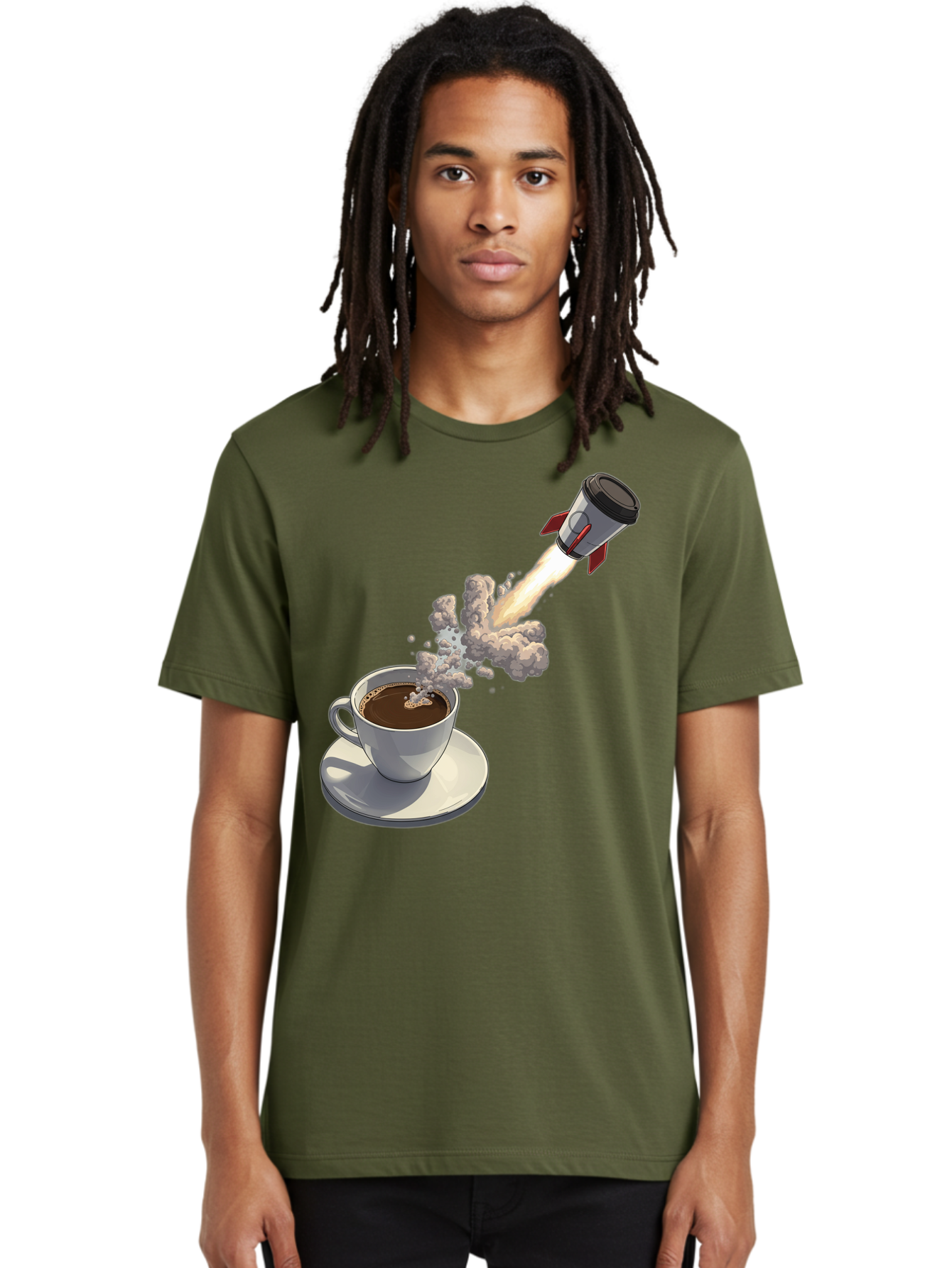 Coffee-Cup-Rocket Men'S Graphic Tee, 100% Cotton, Comfortable Casual Summer Wear, Machine Washable, Vintage Camera, Old Camera, Antique Camera, Black Camera, Classic Photography, Photography Equipment, Nostalgic Device, Film Camera, Camera Art Bam082
