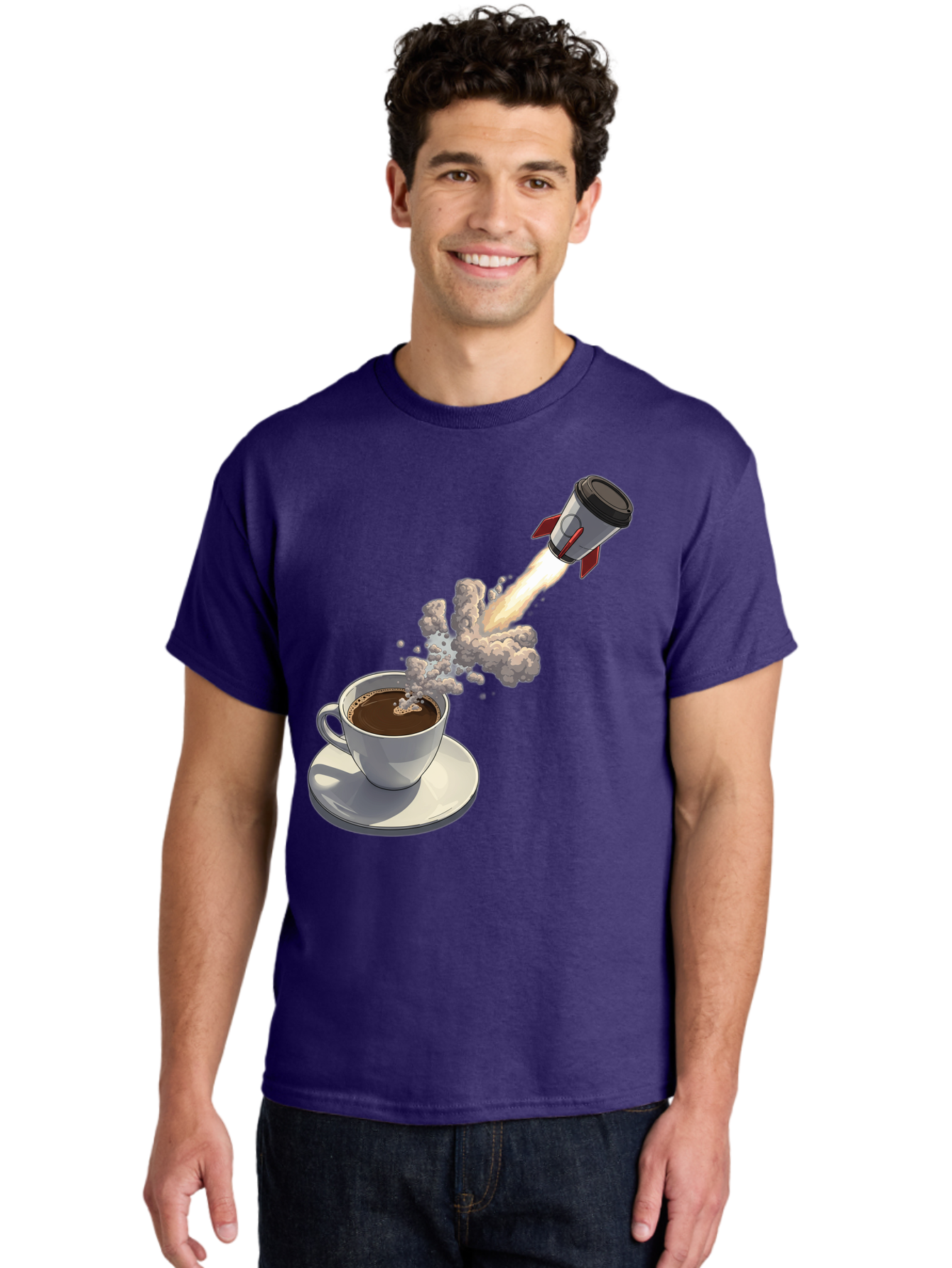 Coffee-Cup-Rocket Men'S Graphic Tee, 100% Cotton, Comfortable Casual Summer Wear, Machine Washable, Vintage Camera, Old Camera, Antique Camera, Black Camera, Classic Photography, Photography Equipment, Nostalgic Device, Film Camera, Camera Art Bam082