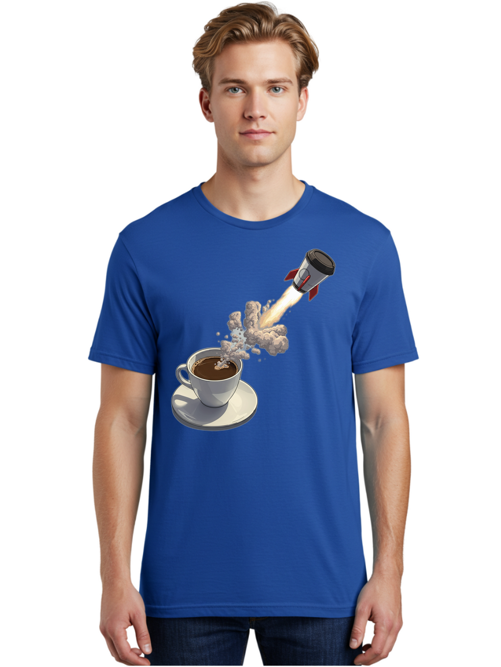 Coffee-Cup-Rocket Men'S Graphic Tee, 100% Cotton, Comfortable Casual Summer Wear, Machine Washable, Vintage Camera, Old Camera, Antique Camera, Black Camera, Classic Photography, Photography Equipment, Nostalgic Device, Film Camera, Camera Art Bam082