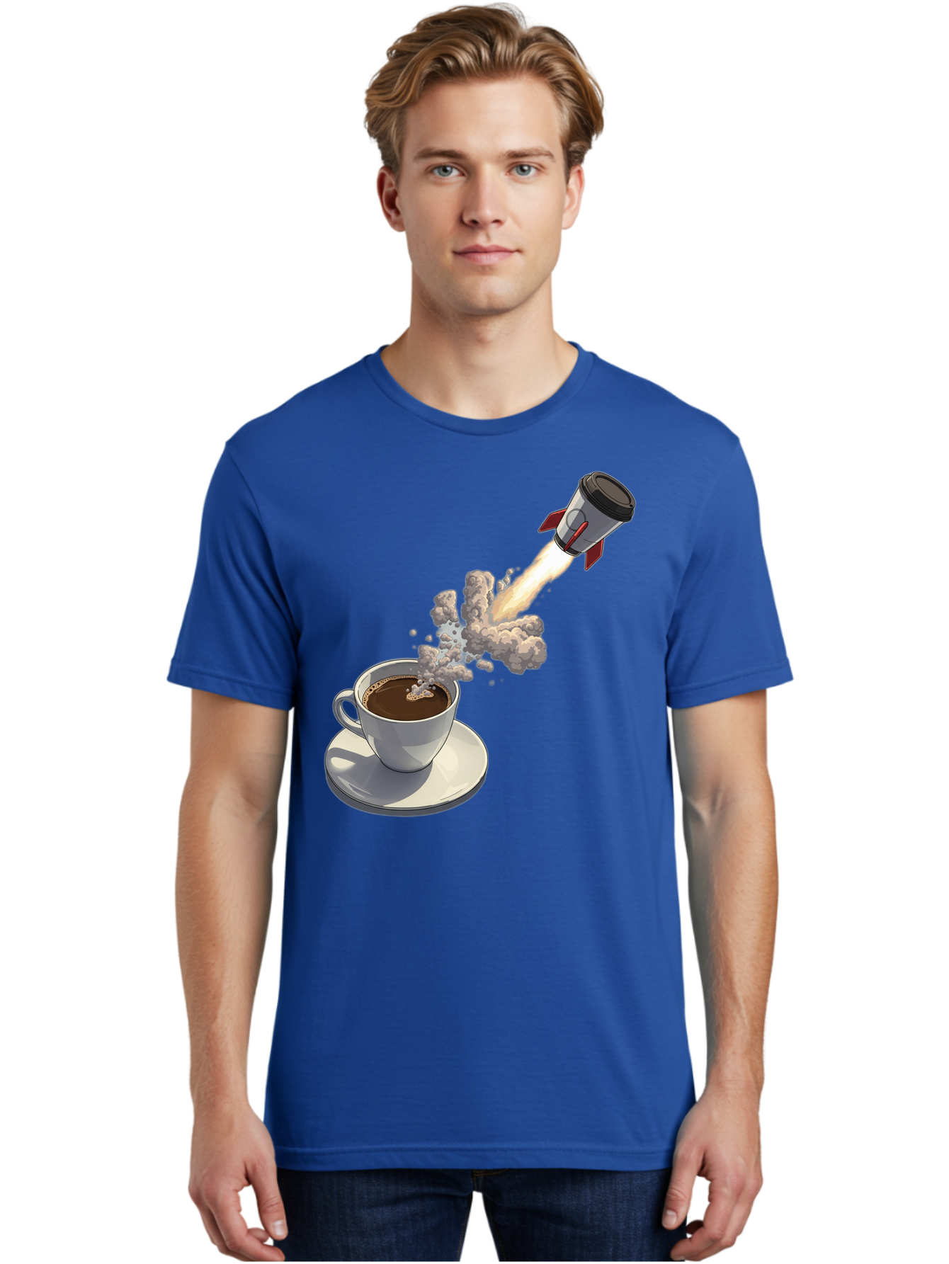 Coffee-Cup-Rocket Men'S Graphic Tee, 100% Cotton, Comfortable Casual Summer Wear, Machine Washable, Vintage Camera, Old Camera, Antique Camera, Black Camera, Classic Photography, Photography Equipment, Nostalgic Device, Film Camera, Camera Art Bam082