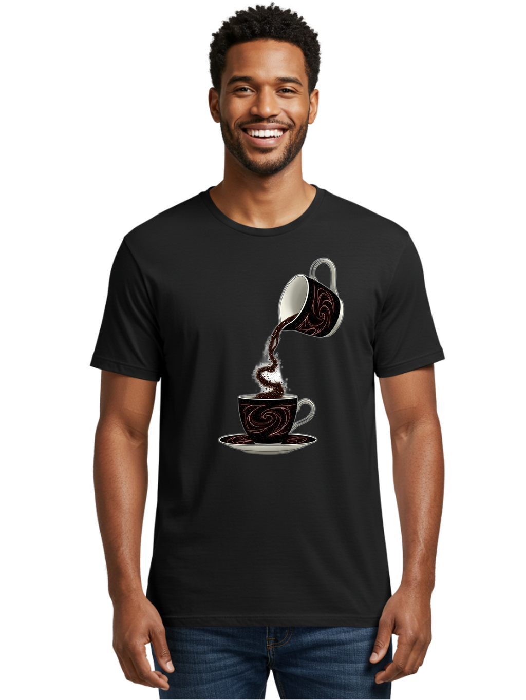 Coffee-Pouring Men'S Graphic Tee, 100% Cotton, Comfortable Casual Summer Wear, Machine Washable, Vintage Camera, Old Camera, Antique Camera, Black Camera, Classic Photography, Photography Equipment, Nostalgic Device, Film Camera, Camera Art Bam084