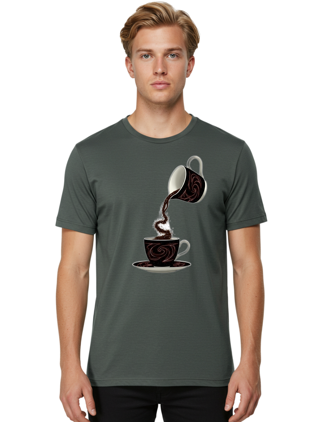 Coffee-Pouring Men'S Graphic Tee, 100% Cotton, Comfortable Casual Summer Wear, Machine Washable, Vintage Camera, Old Camera, Antique Camera, Black Camera, Classic Photography, Photography Equipment, Nostalgic Device, Film Camera, Camera Art Bam084