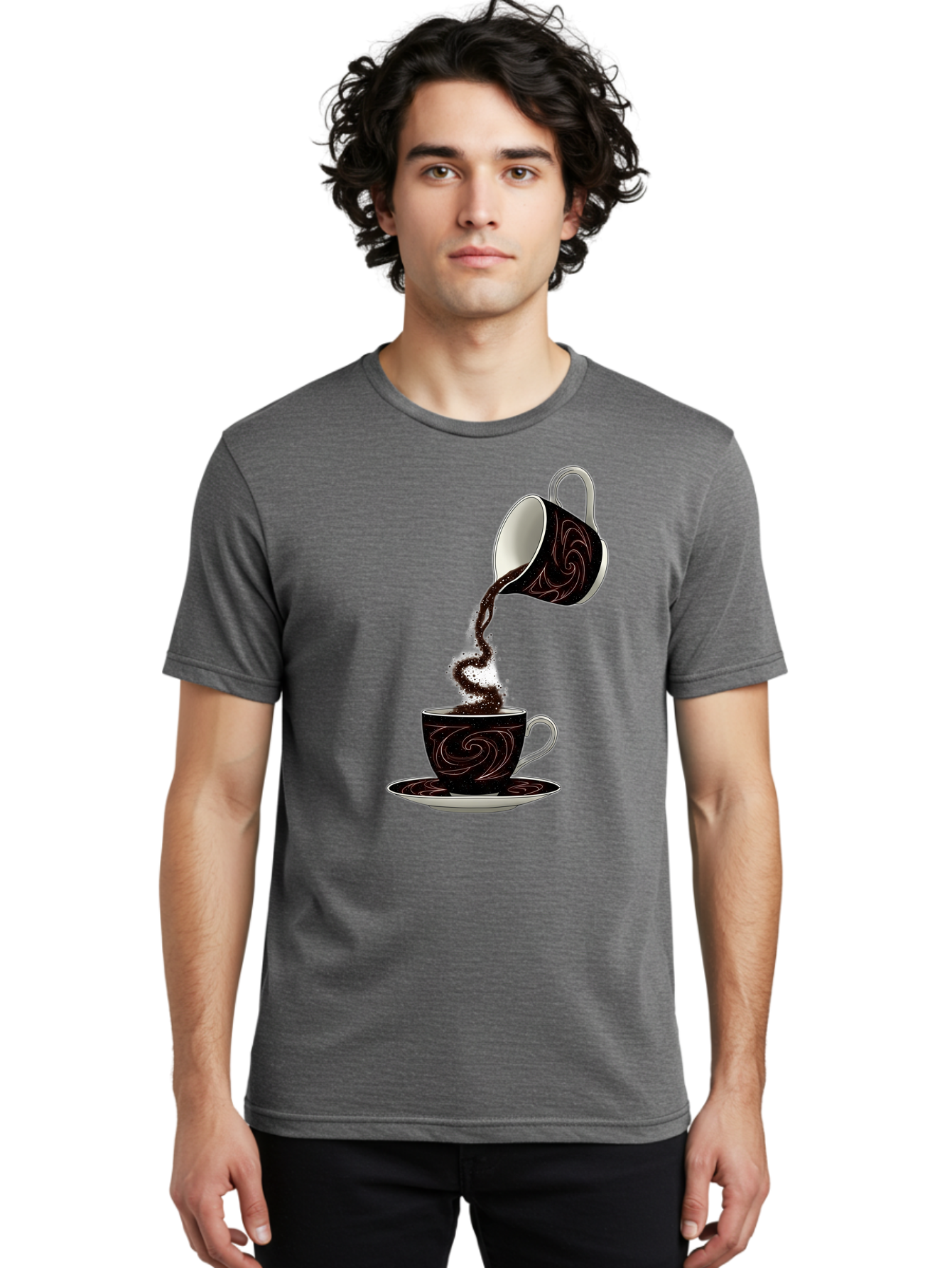 Coffee-Pouring Men'S Graphic Tee, 100% Cotton, Comfortable Casual Summer Wear, Machine Washable, Vintage Camera, Old Camera, Antique Camera, Black Camera, Classic Photography, Photography Equipment, Nostalgic Device, Film Camera, Camera Art Bam084