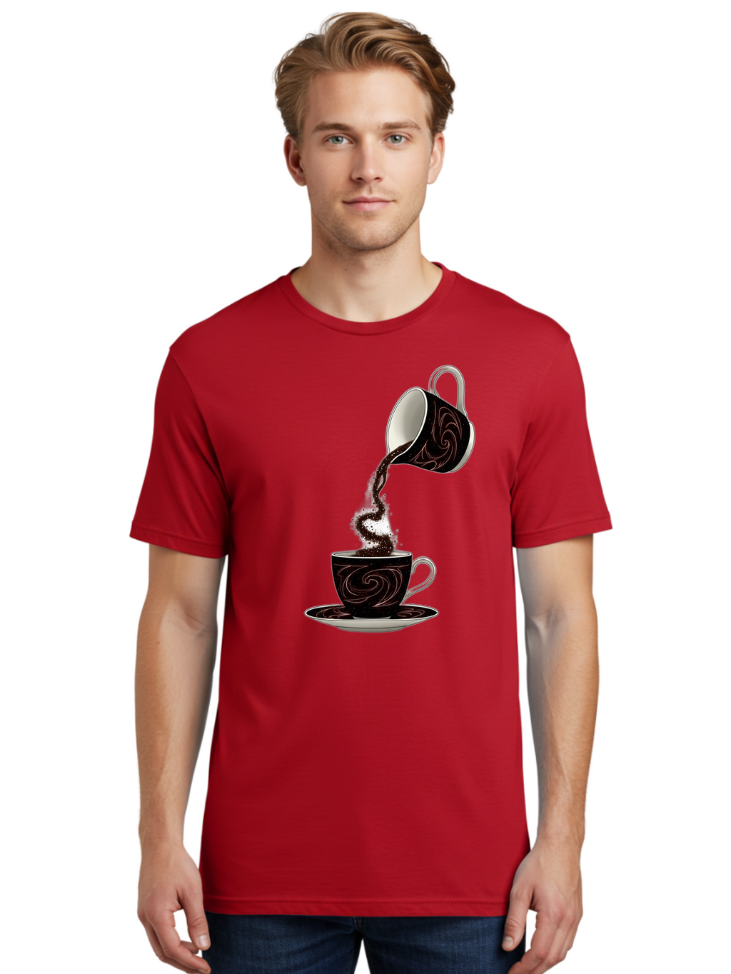 Coffee-Pouring Men'S Graphic Tee, 100% Cotton, Comfortable Casual Summer Wear, Machine Washable, Vintage Camera, Old Camera, Antique Camera, Black Camera, Classic Photography, Photography Equipment, Nostalgic Device, Film Camera, Camera Art Bam084