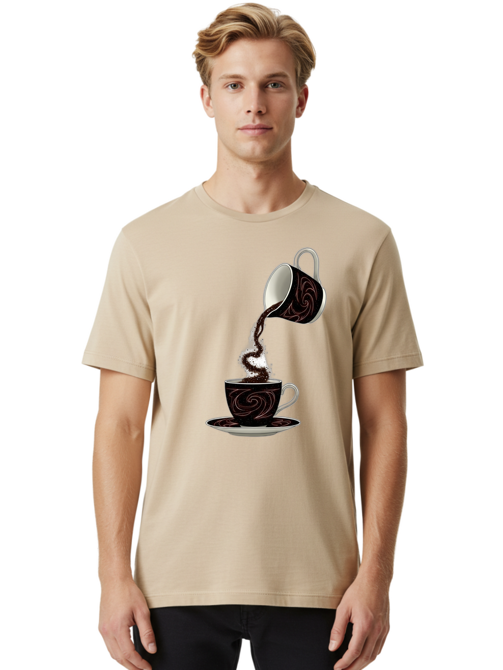 Coffee-Pouring Men'S Graphic Tee, 100% Cotton, Comfortable Casual Summer Wear, Machine Washable, Vintage Camera, Old Camera, Antique Camera, Black Camera, Classic Photography, Photography Equipment, Nostalgic Device, Film Camera, Camera Art Bam084