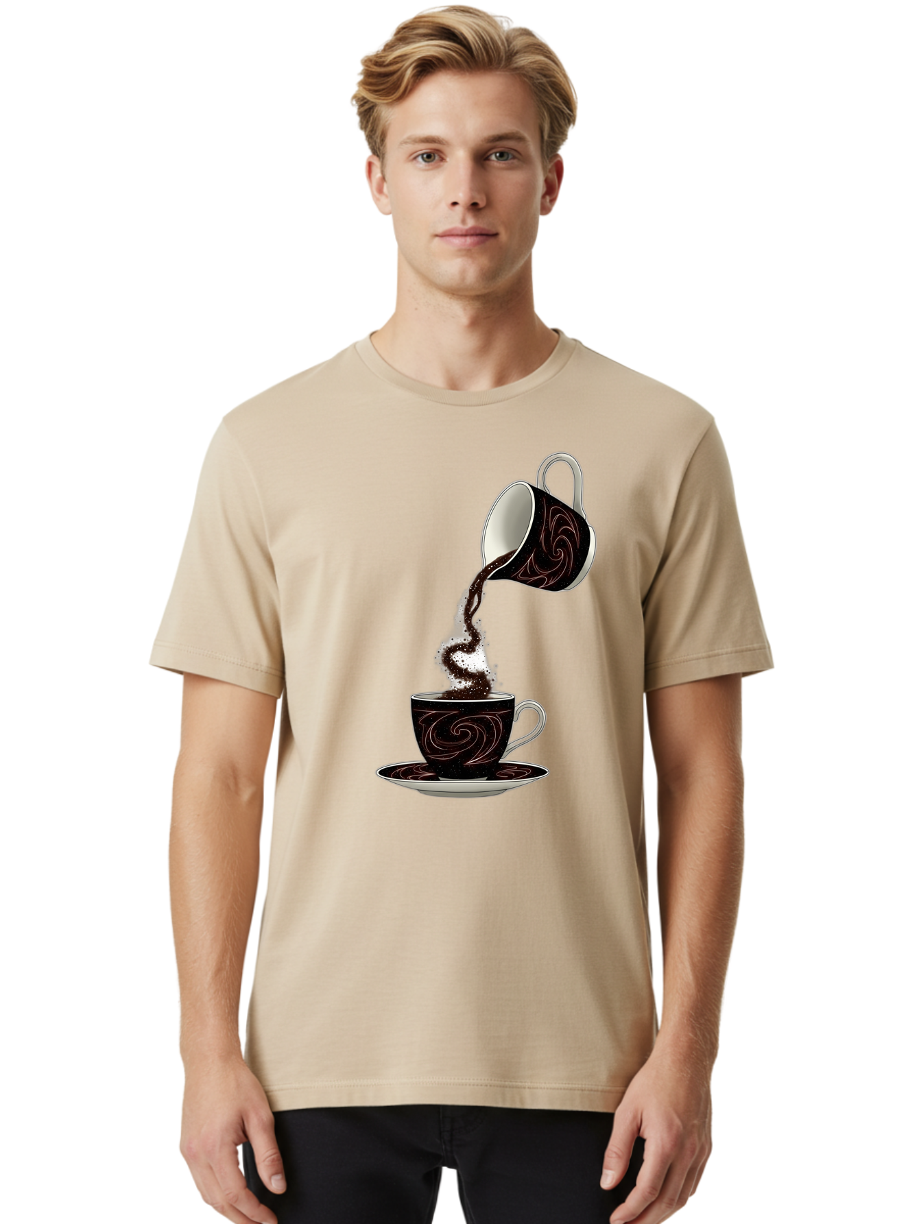 Coffee-Pouring Men'S Graphic Tee, 100% Cotton, Comfortable Casual Summer Wear, Machine Washable, Vintage Camera, Old Camera, Antique Camera, Black Camera, Classic Photography, Photography Equipment, Nostalgic Device, Film Camera, Camera Art Bam084