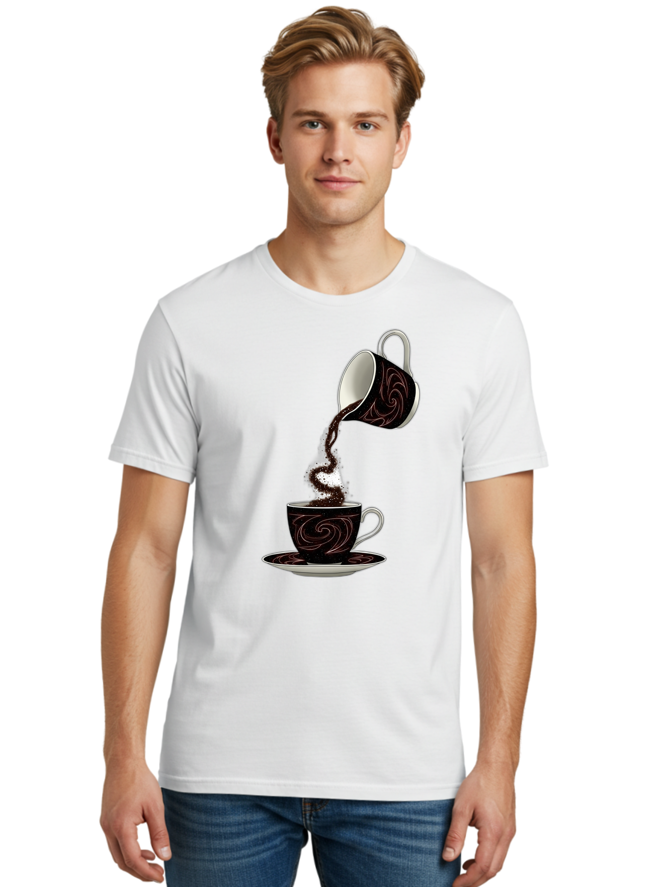 Coffee-Pouring Men'S Graphic Tee, 100% Cotton, Comfortable Casual Summer Wear, Machine Washable, Vintage Camera, Old Camera, Antique Camera, Black Camera, Classic Photography, Photography Equipment, Nostalgic Device, Film Camera, Camera Art Bam084