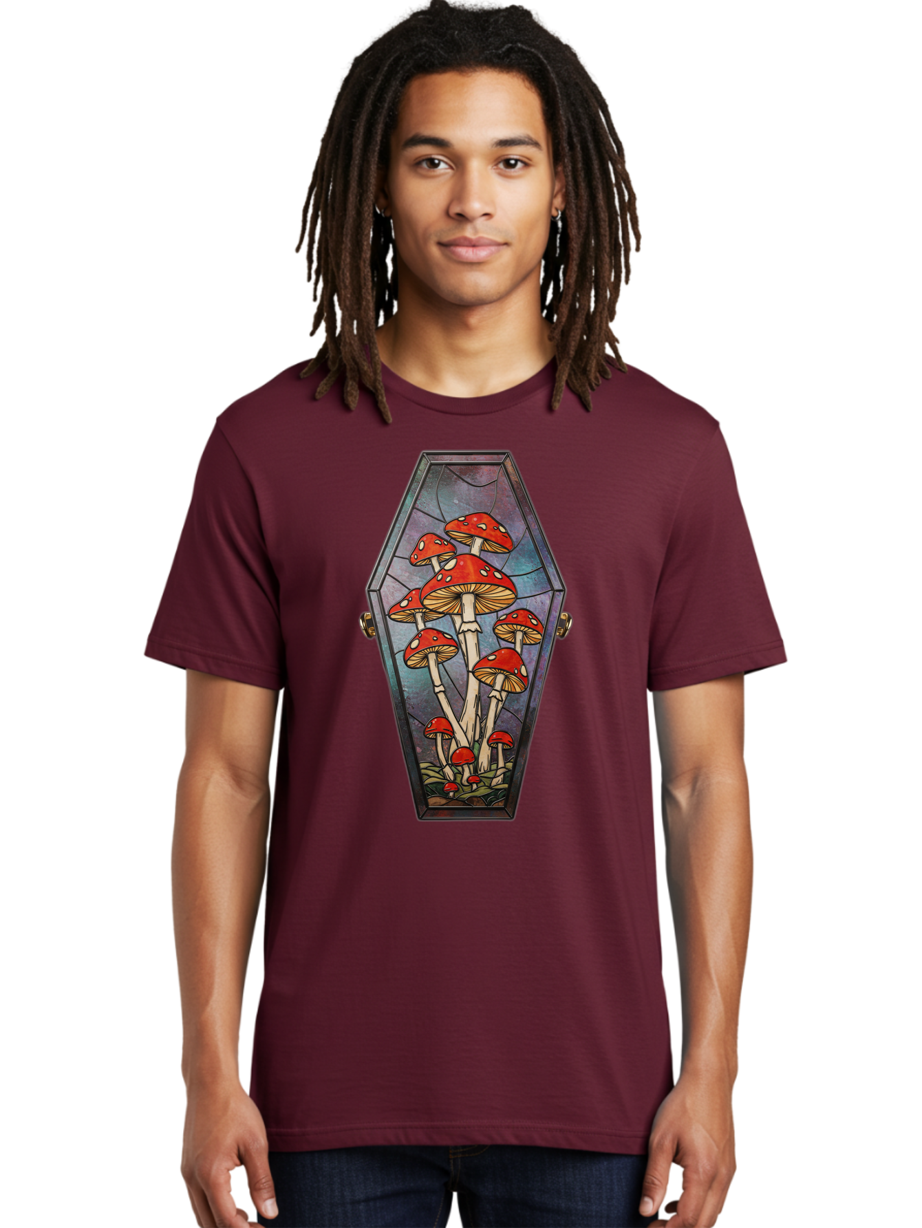 Coffin-With-Mushrooms-1 Men'S Graphic Tee, 100% Cotton, Comfortable Casual Summer Wear, Machine Washable, Vintage Camera, Old Camera, Antique Camera, Black Camera, Classic Photography, Photography Equipment, Nostalgic Device, Film Camera, Bam090