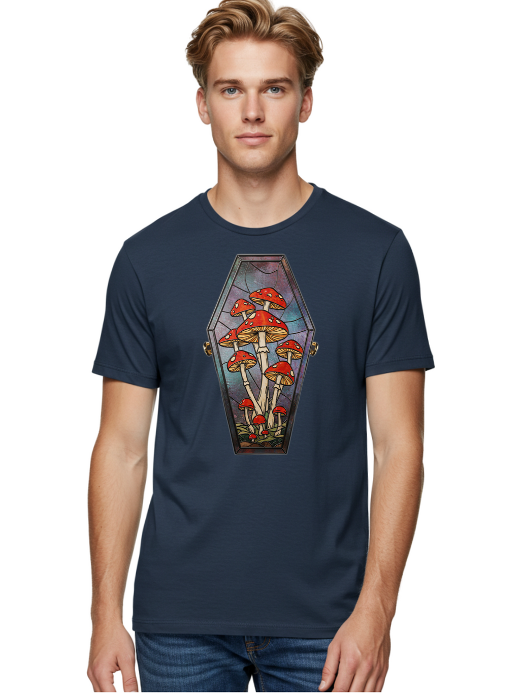 Coffin-With-Mushrooms-1 Men'S Graphic Tee, 100% Cotton, Comfortable Casual Summer Wear, Machine Washable, Vintage Camera, Old Camera, Antique Camera, Black Camera, Classic Photography, Photography Equipment, Nostalgic Device, Film Camera, Bam090