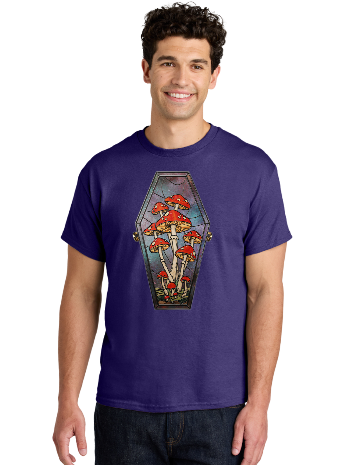 Coffin-With-Mushrooms-1 Men'S Graphic Tee, 100% Cotton, Comfortable Casual Summer Wear, Machine Washable, Vintage Camera, Old Camera, Antique Camera, Black Camera, Classic Photography, Photography Equipment, Nostalgic Device, Film Camera, Bam090