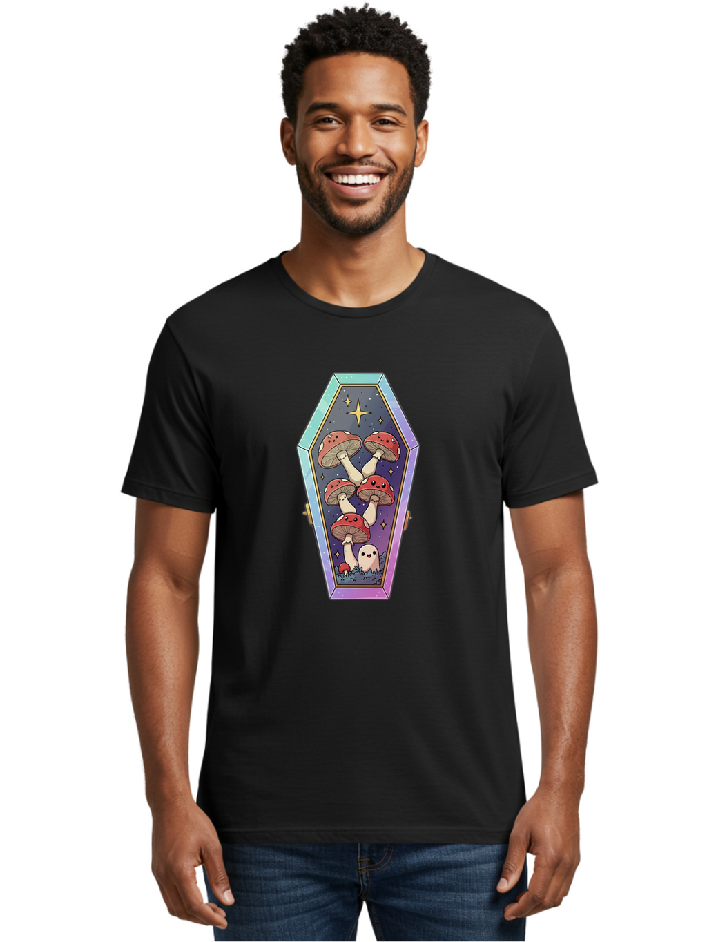 Coffin-With-Mushrooms Men'S Graphic Tee, 100% Cotton, Comfortable Casual Summer Wear, Machine Washable, Vintage Camera, Old Camera, Antique Camera, Black Camera, Classic Photography, Photography Equipment, Nostalgic Device, Film Camera, Bam091