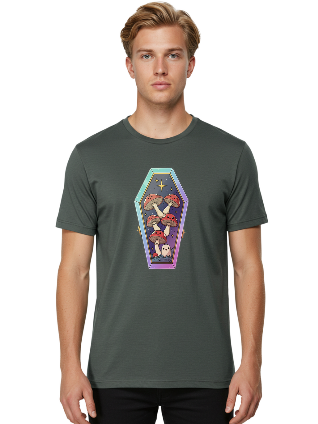 Coffin-With-Mushrooms Men'S Graphic Tee, 100% Cotton, Comfortable Casual Summer Wear, Machine Washable, Vintage Camera, Old Camera, Antique Camera, Black Camera, Classic Photography, Photography Equipment, Nostalgic Device, Film Camera, Bam091
