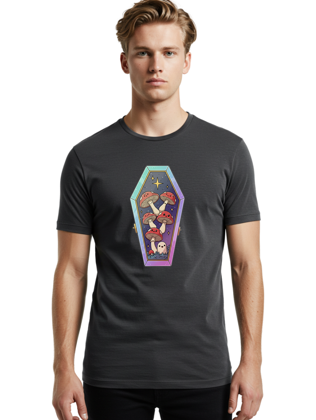 Coffin-With-Mushrooms Men'S Graphic Tee, 100% Cotton, Comfortable Casual Summer Wear, Machine Washable, Vintage Camera, Old Camera, Antique Camera, Black Camera, Classic Photography, Photography Equipment, Nostalgic Device, Film Camera, Bam091