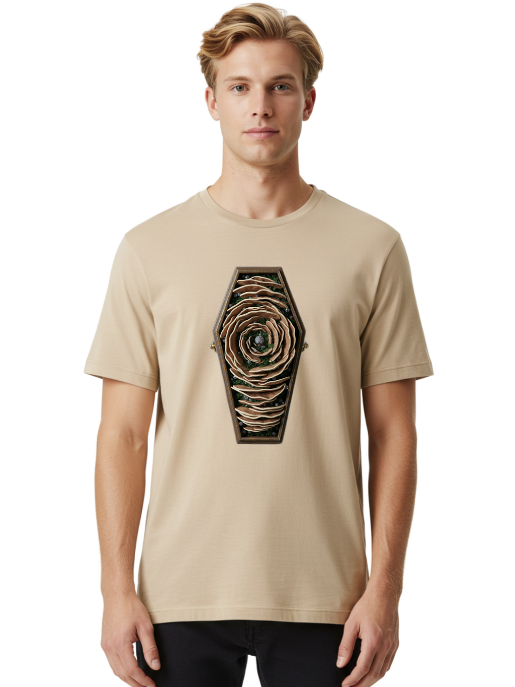 Coffin-With-Rose Men'S Graphic Tee, 100% Cotton, Comfortable Casual Summer Wear, Machine Washable, Vintage Camera, Old Camera, Antique Camera, Black Camera, Classic Photography, Photography Equipment, Nostalgic Device, Film Camera, Camera Art Bam092