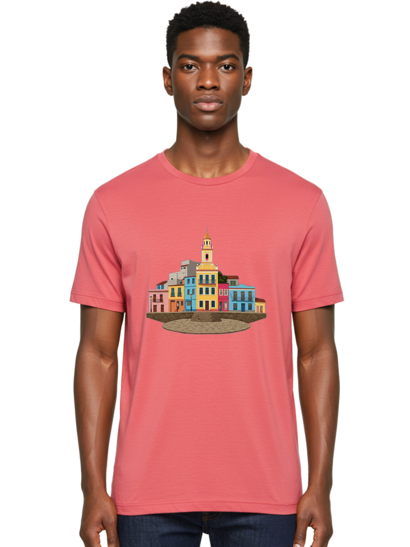 Colorful-Buildings Men'S Graphic Tee, 100% Cotton, Comfortable Casual Summer Wear, Machine Washable, Vintage Camera, Old Camera, Antique Camera, Black Camera, Classic Photography, Photography Equipment, Nostalgic Device, Film Camera, Bam095