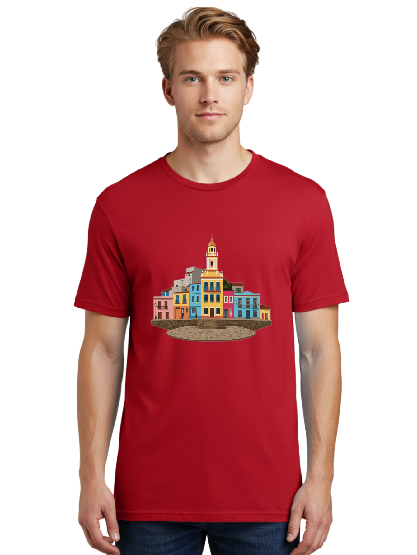 Colorful-Buildings Men'S Graphic Tee, 100% Cotton, Comfortable Casual Summer Wear, Machine Washable, Vintage Camera, Old Camera, Antique Camera, Black Camera, Classic Photography, Photography Equipment, Nostalgic Device, Film Camera, Bam095