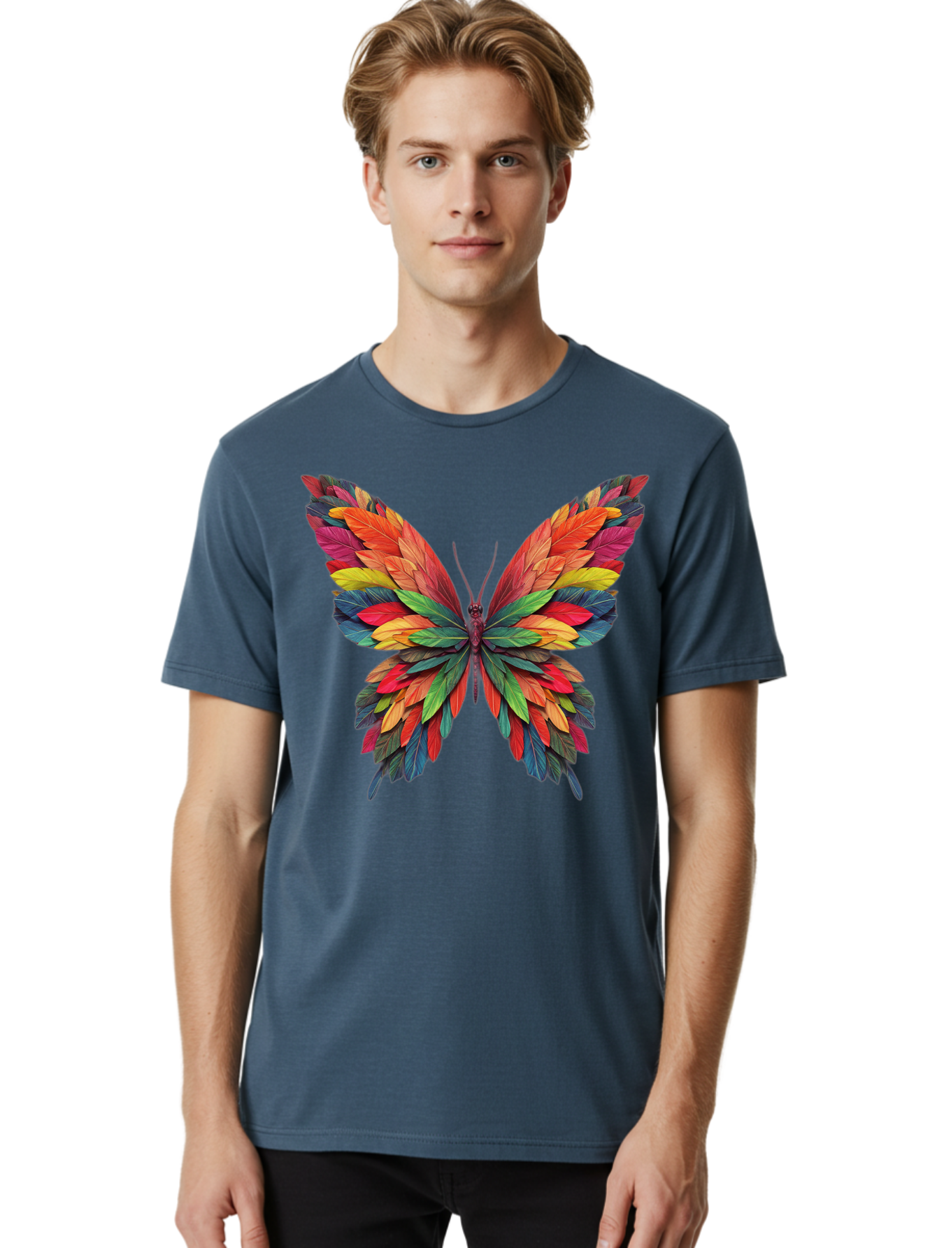 Colorful-Butterfly Men'S Graphic Tee, 100% Cotton, Comfortable Casual Summer Wear, Machine Washable, Vintage Camera, Old Camera, Antique Camera, Black Camera, Classic Photography, Photography Equipment, Nostalgic Device, Film Camera, Bam096