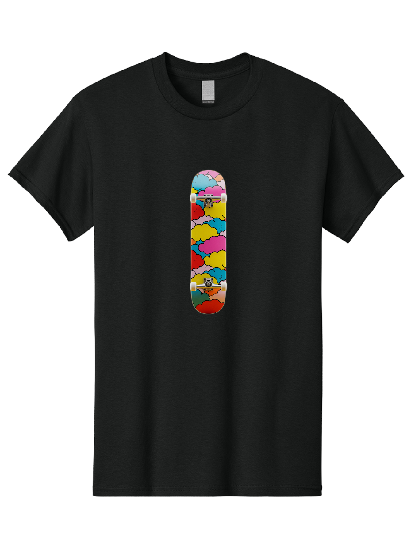 Colorful-Clouds-Skateboard Men'S Graphic Tee, 100% Cotton, Comfortable Casual Summer Wear, Machine Washable, Vintage Camera, Old Camera, Antique Camera, Black Camera, Classic Photography, Photography Equipment, Nostalgic Device, Film Camera, Bam097