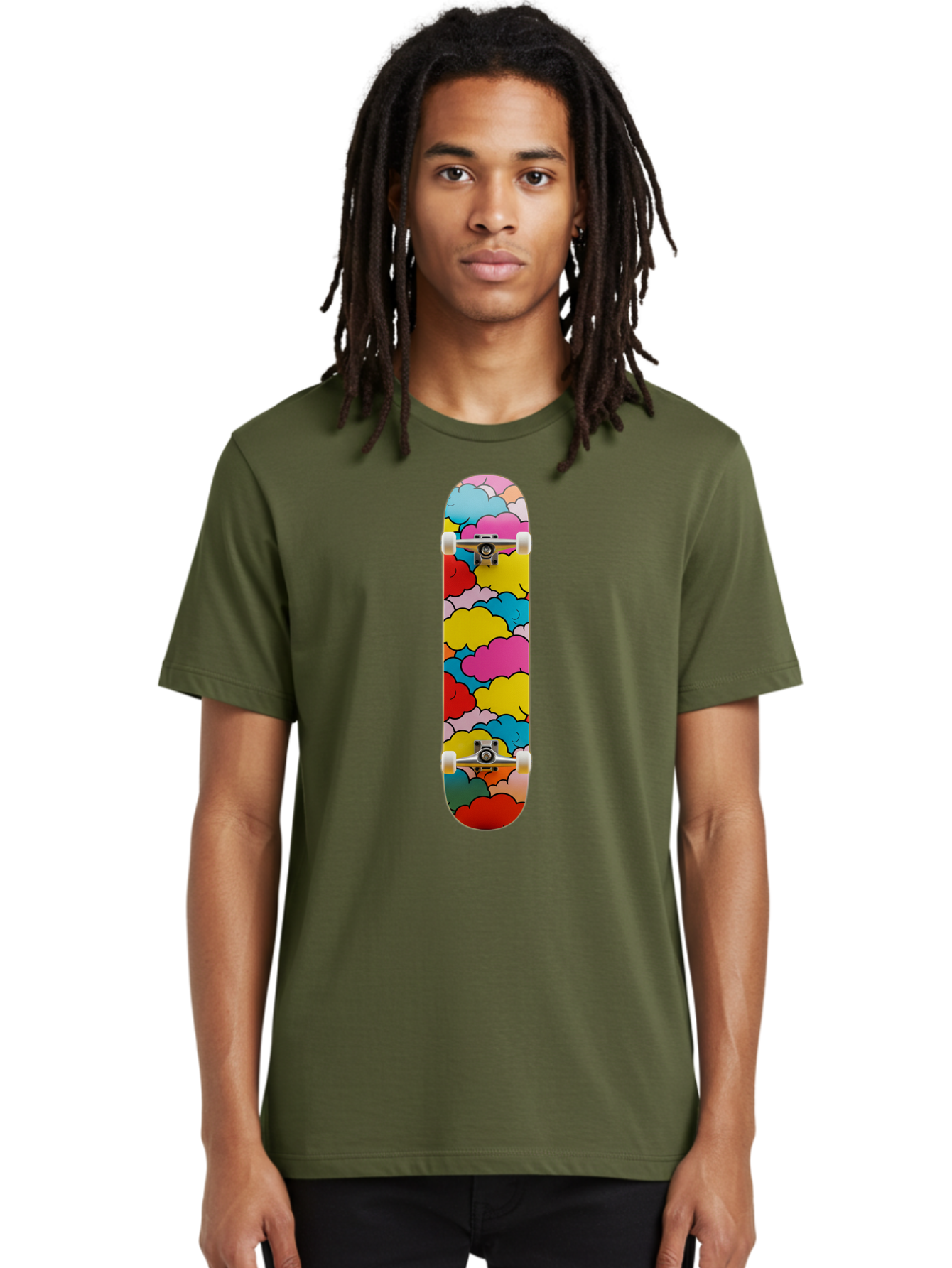 Colorful-Clouds-Skateboard Men'S Graphic Tee, 100% Cotton, Comfortable Casual Summer Wear, Machine Washable, Vintage Camera, Old Camera, Antique Camera, Black Camera, Classic Photography, Photography Equipment, Nostalgic Device, Film Camera, Bam097