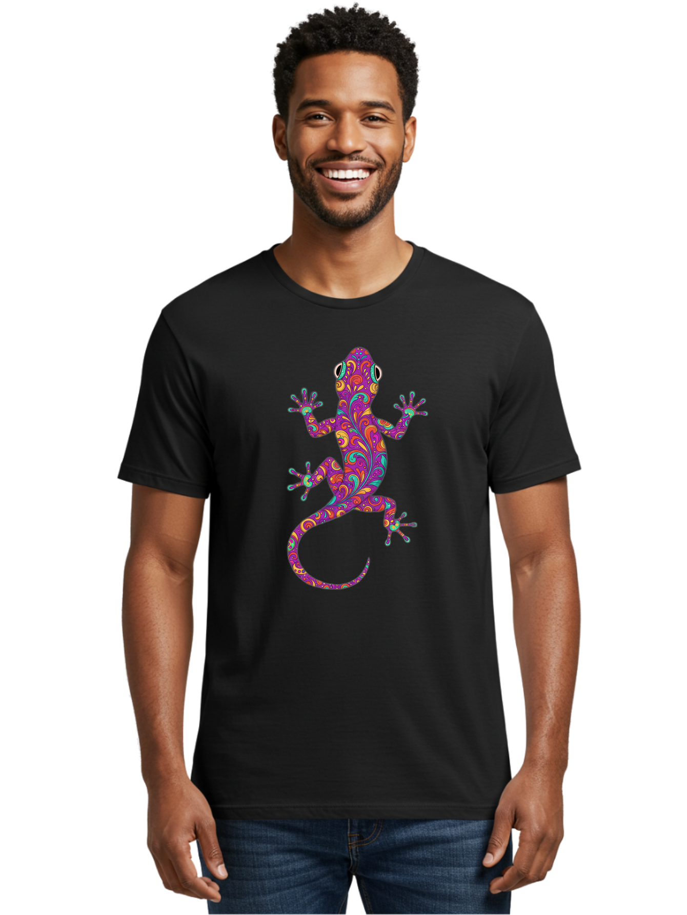 Colorful-Gecko-1 Men'S Graphic Tee, 100% Cotton, Comfortable Casual Summer Wear, Machine Washable, Vintage Camera, Old Camera, Antique Camera, Black Camera, Classic Photography, Photography Equipment, Nostalgic Device, Film Camera, Camera Art Bam098