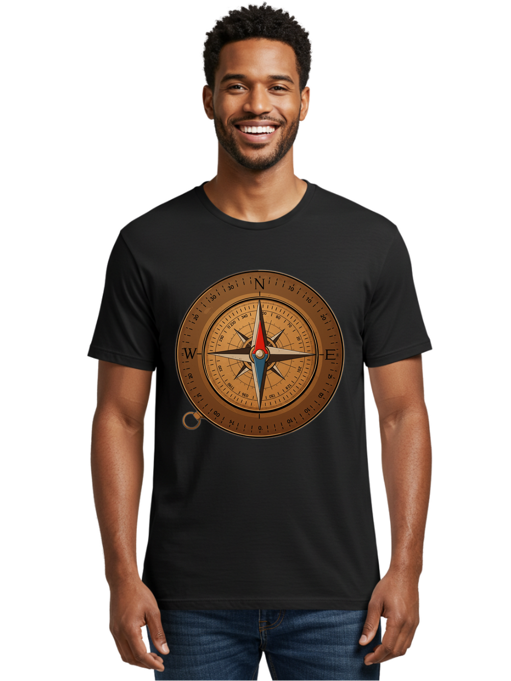 Compass Men'S Graphic Tee, 100% Cotton, Comfortable Casual Summer Wear, Machine Washable, Vintage Camera, Old Camera, Antique Camera, Black Camera, Classic Photography, Photography Equipment, Nostalgic Device, Film Camera, Camera Art Bam102