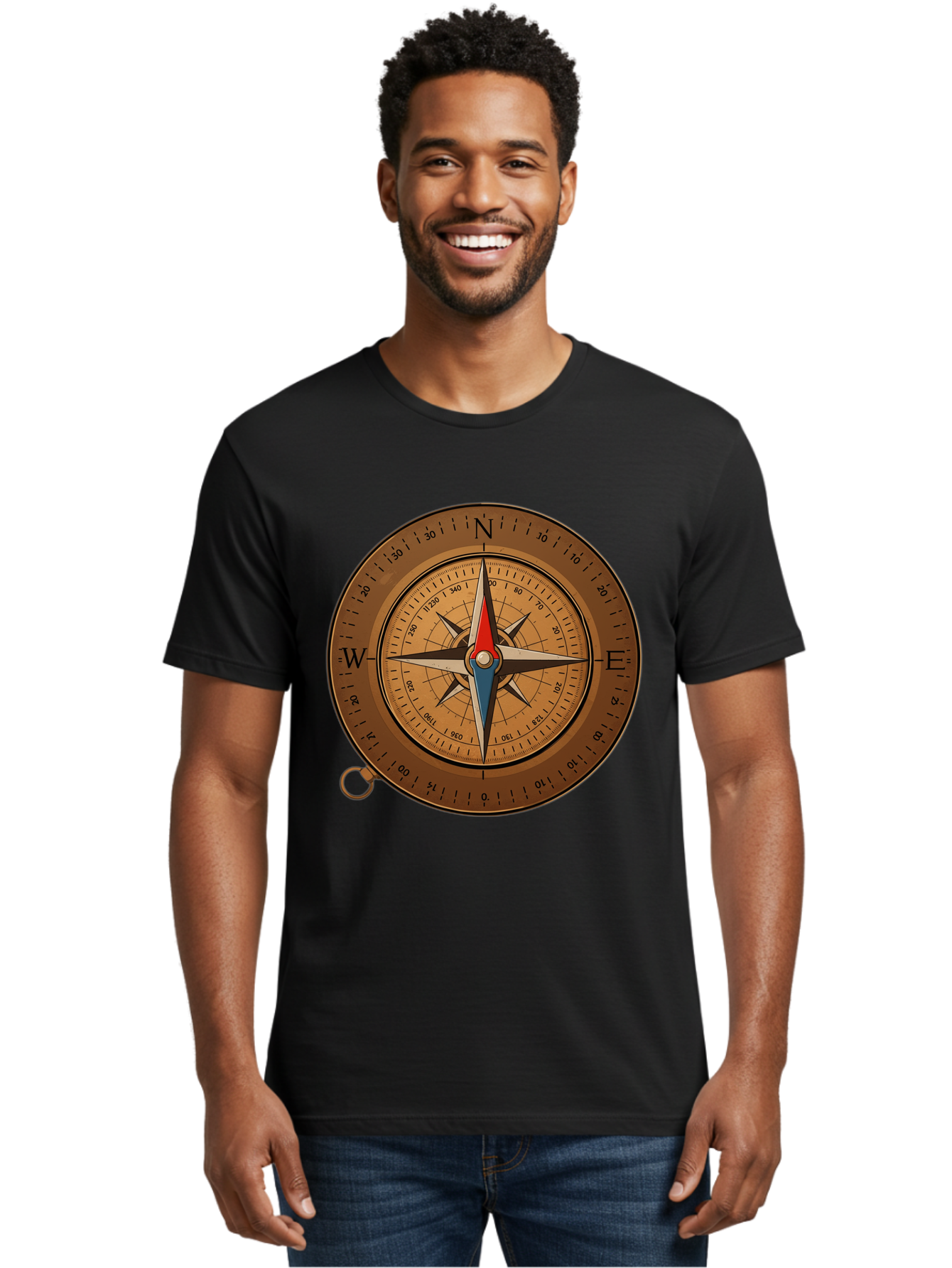 Compass Men'S Graphic Tee, 100% Cotton, Comfortable Casual Summer Wear, Machine Washable, Vintage Camera, Old Camera, Antique Camera, Black Camera, Classic Photography, Photography Equipment, Nostalgic Device, Film Camera, Camera Art Bam102