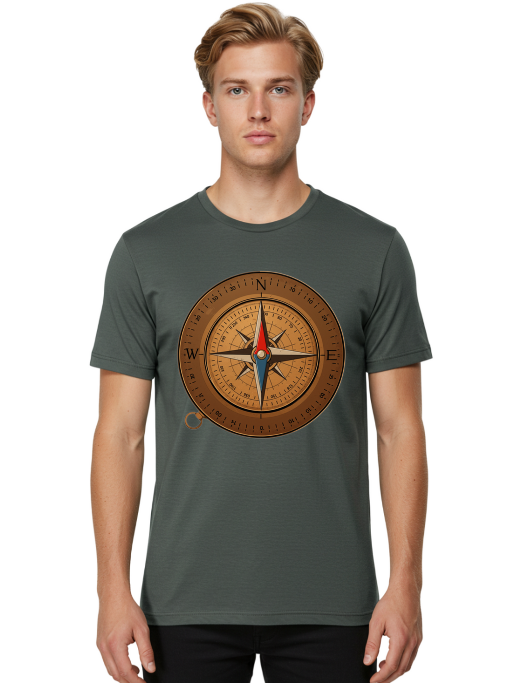 Compass Men'S Graphic Tee, 100% Cotton, Comfortable Casual Summer Wear, Machine Washable, Vintage Camera, Old Camera, Antique Camera, Black Camera, Classic Photography, Photography Equipment, Nostalgic Device, Film Camera, Camera Art Bam102