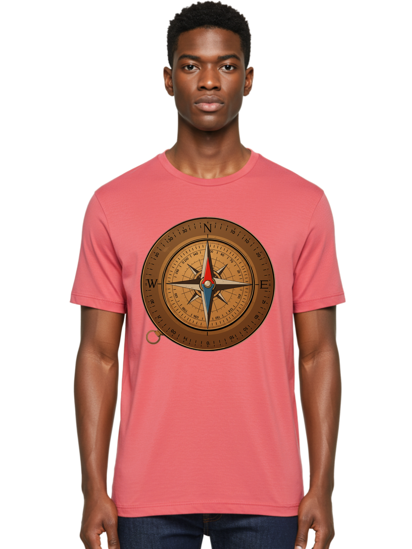 Compass Men'S Graphic Tee, 100% Cotton, Comfortable Casual Summer Wear, Machine Washable, Vintage Camera, Old Camera, Antique Camera, Black Camera, Classic Photography, Photography Equipment, Nostalgic Device, Film Camera, Camera Art Bam102