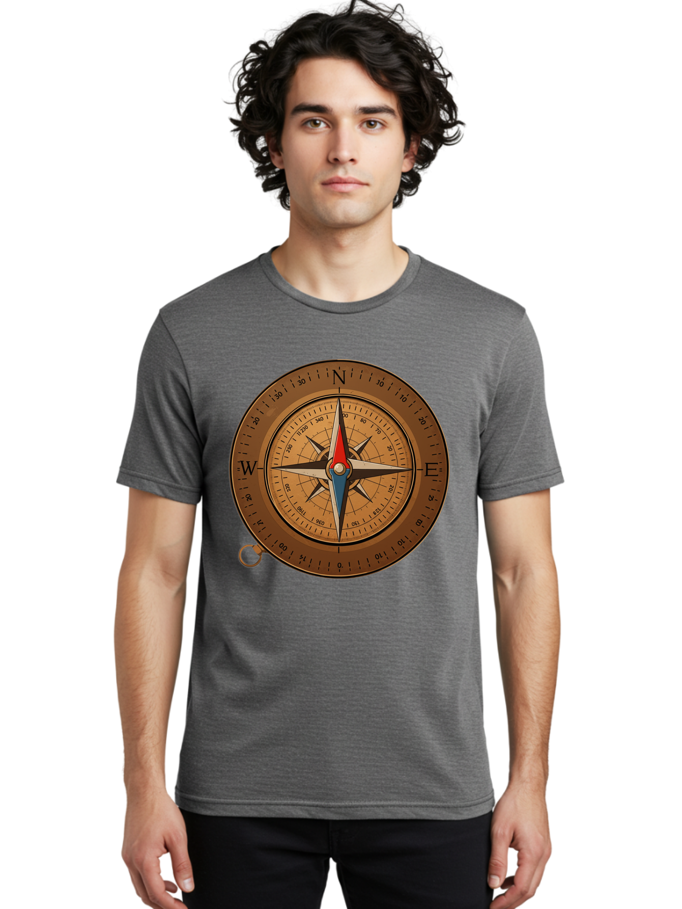 Compass Men'S Graphic Tee, 100% Cotton, Comfortable Casual Summer Wear, Machine Washable, Vintage Camera, Old Camera, Antique Camera, Black Camera, Classic Photography, Photography Equipment, Nostalgic Device, Film Camera, Camera Art Bam102