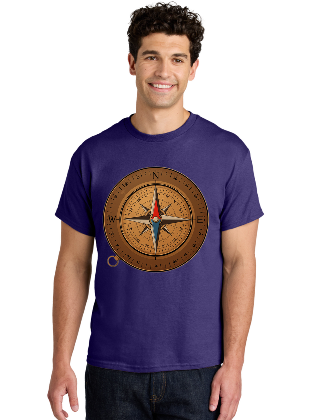 Compass Men'S Graphic Tee, 100% Cotton, Comfortable Casual Summer Wear, Machine Washable, Vintage Camera, Old Camera, Antique Camera, Black Camera, Classic Photography, Photography Equipment, Nostalgic Device, Film Camera, Camera Art Bam102
