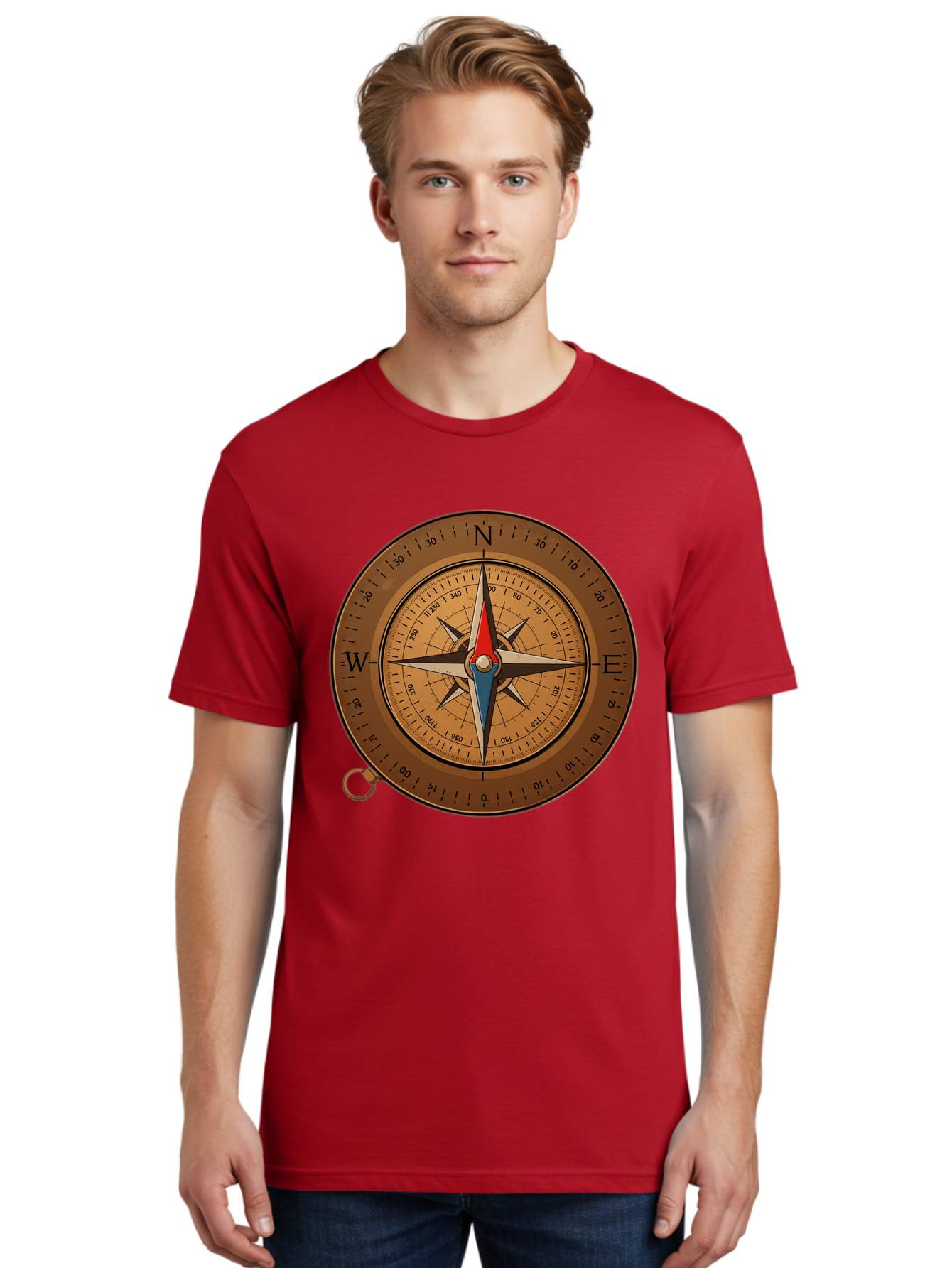 Compass Men'S Graphic Tee, 100% Cotton, Comfortable Casual Summer Wear, Machine Washable, Vintage Camera, Old Camera, Antique Camera, Black Camera, Classic Photography, Photography Equipment, Nostalgic Device, Film Camera, Camera Art Bam102