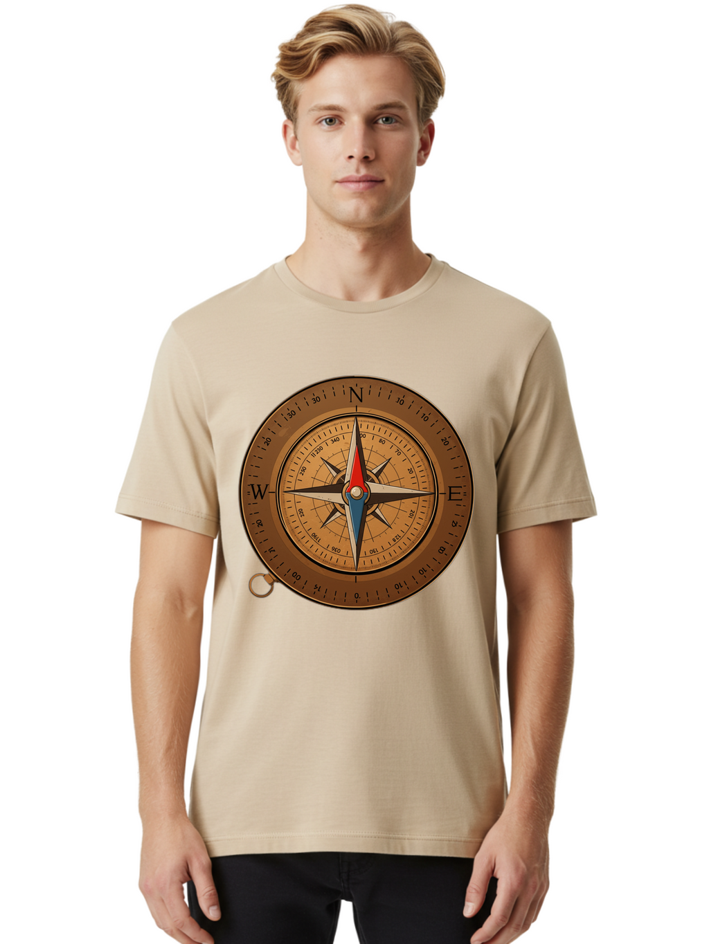 Compass Men'S Graphic Tee, 100% Cotton, Comfortable Casual Summer Wear, Machine Washable, Vintage Camera, Old Camera, Antique Camera, Black Camera, Classic Photography, Photography Equipment, Nostalgic Device, Film Camera, Camera Art Bam102