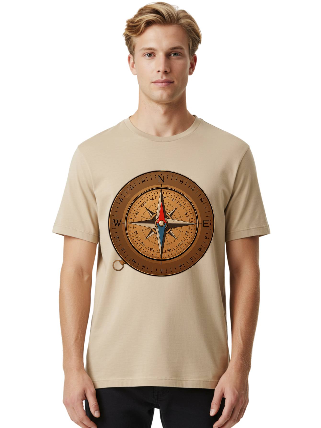 Compass Men'S Graphic Tee, 100% Cotton, Comfortable Casual Summer Wear, Machine Washable, Vintage Camera, Old Camera, Antique Camera, Black Camera, Classic Photography, Photography Equipment, Nostalgic Device, Film Camera, Camera Art Bam102