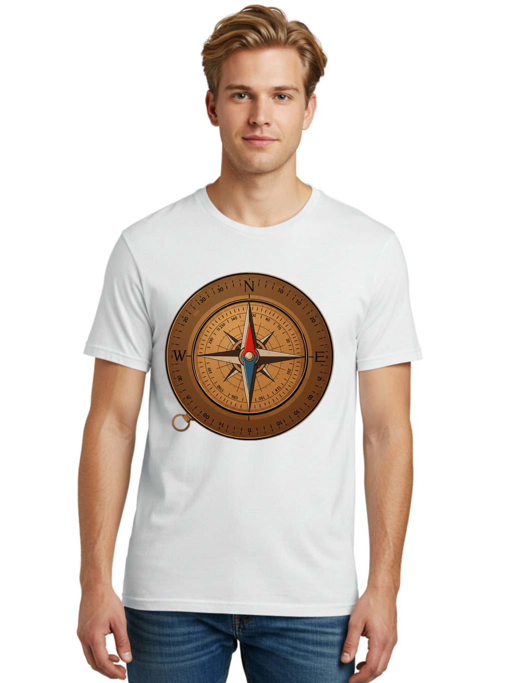 Compass Men'S Graphic Tee, 100% Cotton, Comfortable Casual Summer Wear, Machine Washable, Vintage Camera, Old Camera, Antique Camera, Black Camera, Classic Photography, Photography Equipment, Nostalgic Device, Film Camera, Camera Art Bam102