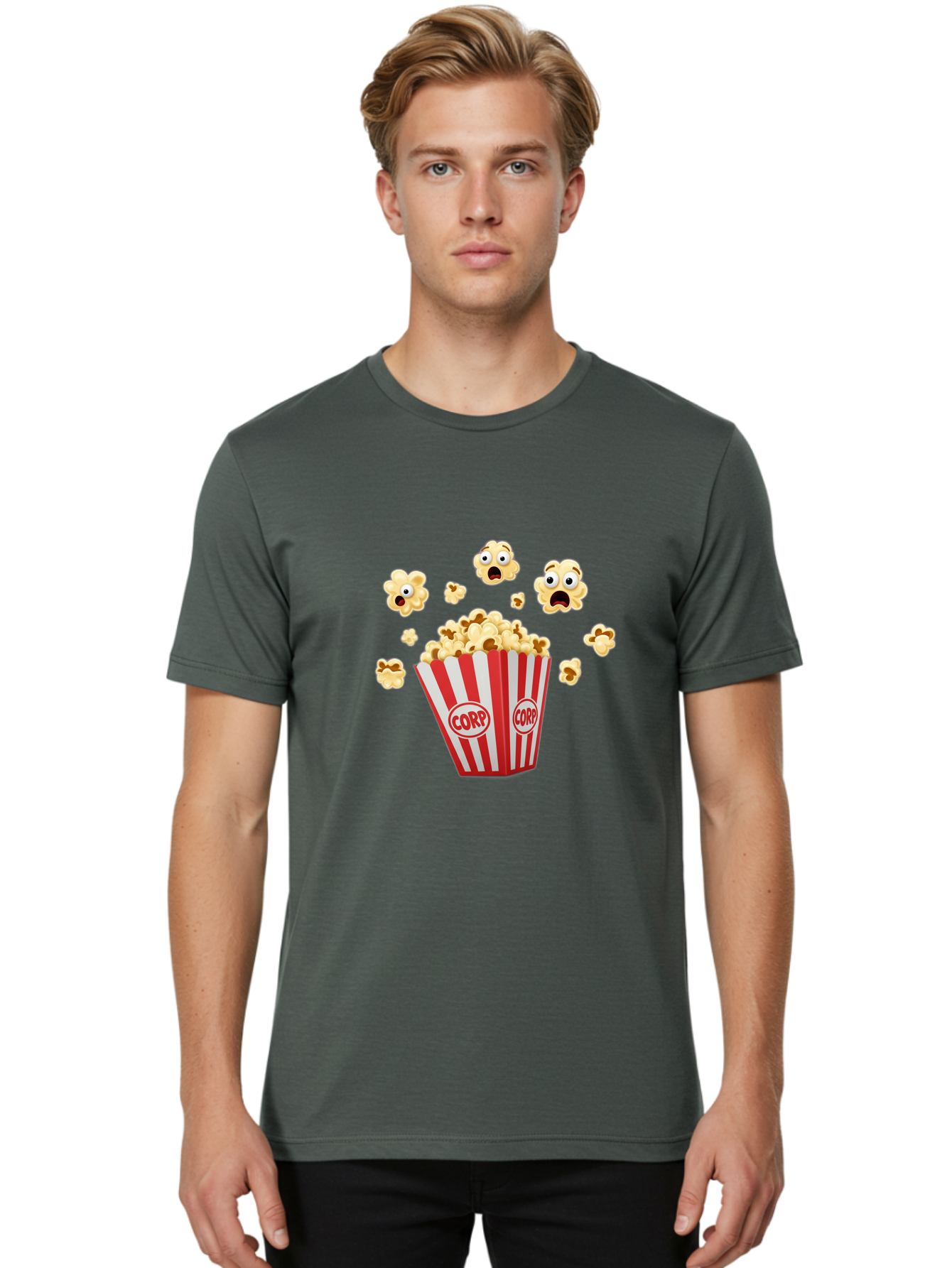 Corp-Popcorn Men'S Graphic Tee, 100% Cotton, Comfortable Casual Summer Wear, Machine Washable, Vintage Camera, Old Camera, Antique Camera, Black Camera, Classic Photography, Photography Equipment, Nostalgic Device, Film Camera, Camera Art Bam111