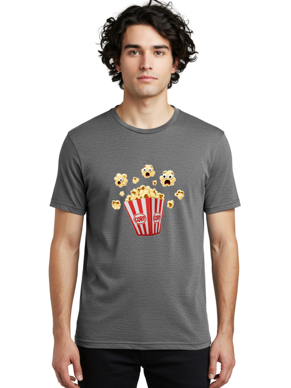 Corp-Popcorn Men'S Graphic Tee, 100% Cotton, Comfortable Casual Summer Wear, Machine Washable, Vintage Camera, Old Camera, Antique Camera, Black Camera, Classic Photography, Photography Equipment, Nostalgic Device, Film Camera, Camera Art Bam111