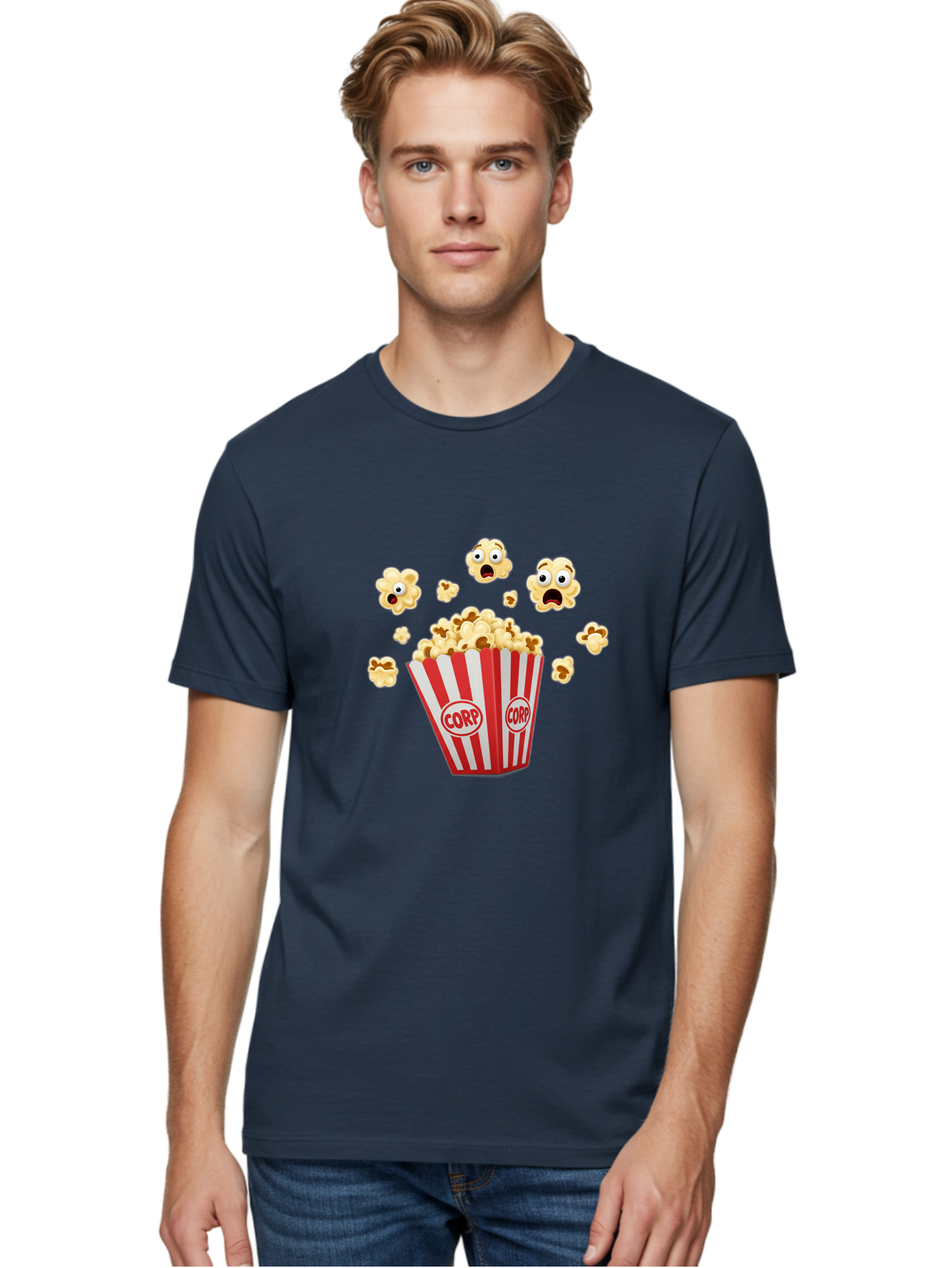 Corp-Popcorn Men'S Graphic Tee, 100% Cotton, Comfortable Casual Summer Wear, Machine Washable, Vintage Camera, Old Camera, Antique Camera, Black Camera, Classic Photography, Photography Equipment, Nostalgic Device, Film Camera, Camera Art Bam111