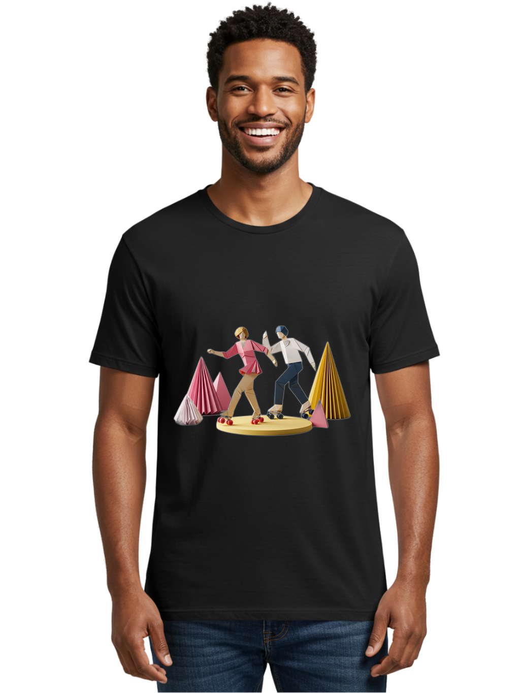 Couple-Roller-Skating Men'S Graphic Tee, 100% Cotton, Comfortable Casual Summer Wear, Machine Washable, Vintage Camera, Old Camera, Antique Camera, Black Camera, Classic Photography, Photography Equipment, Nostalgic Device, Film Camera, Bam114