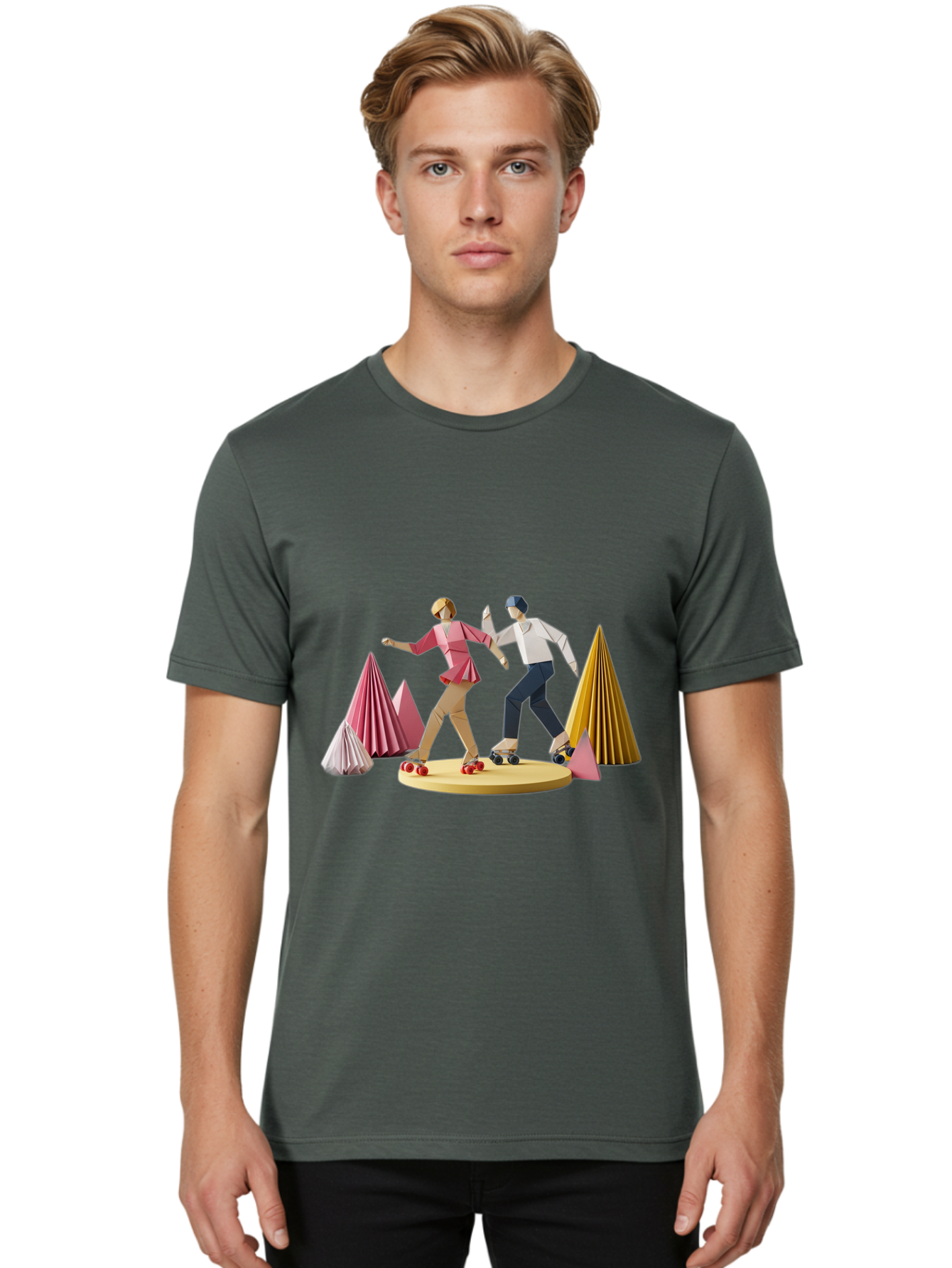 Couple-Roller-Skating Men'S Graphic Tee, 100% Cotton, Comfortable Casual Summer Wear, Machine Washable, Vintage Camera, Old Camera, Antique Camera, Black Camera, Classic Photography, Photography Equipment, Nostalgic Device, Film Camera, Bam114