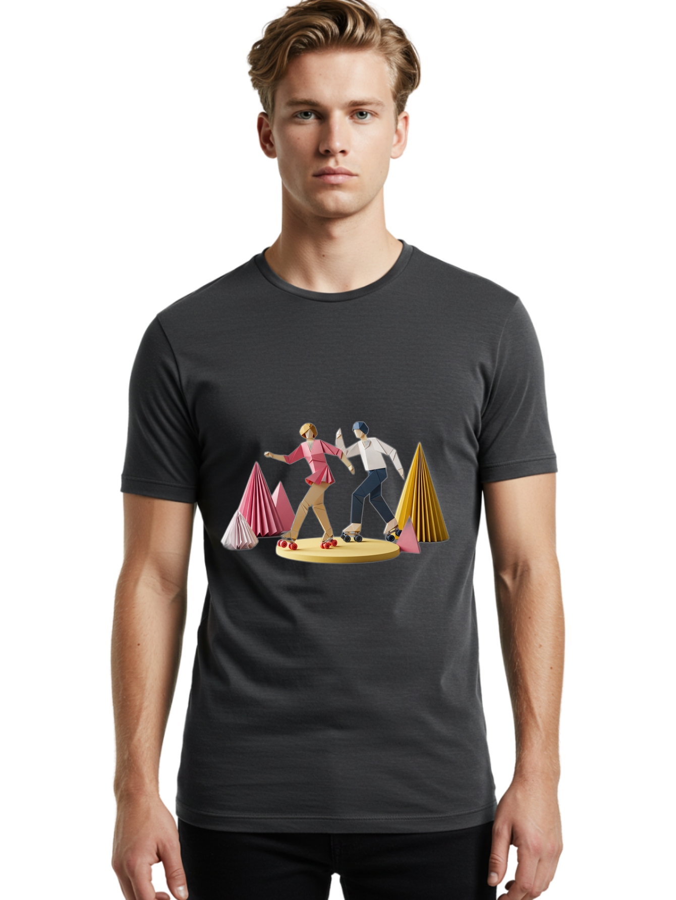 Couple-Roller-Skating Men'S Graphic Tee, 100% Cotton, Comfortable Casual Summer Wear, Machine Washable, Vintage Camera, Old Camera, Antique Camera, Black Camera, Classic Photography, Photography Equipment, Nostalgic Device, Film Camera, Bam114