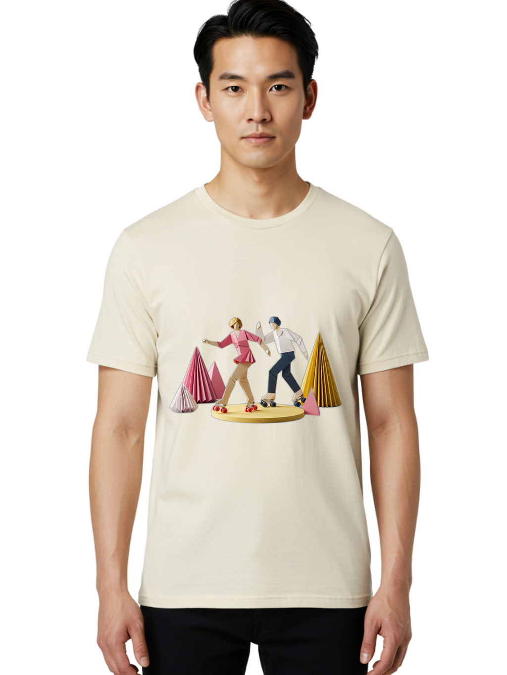 Couple-Roller-Skating Men'S Graphic Tee, 100% Cotton, Comfortable Casual Summer Wear, Machine Washable, Vintage Camera, Old Camera, Antique Camera, Black Camera, Classic Photography, Photography Equipment, Nostalgic Device, Film Camera, Bam114