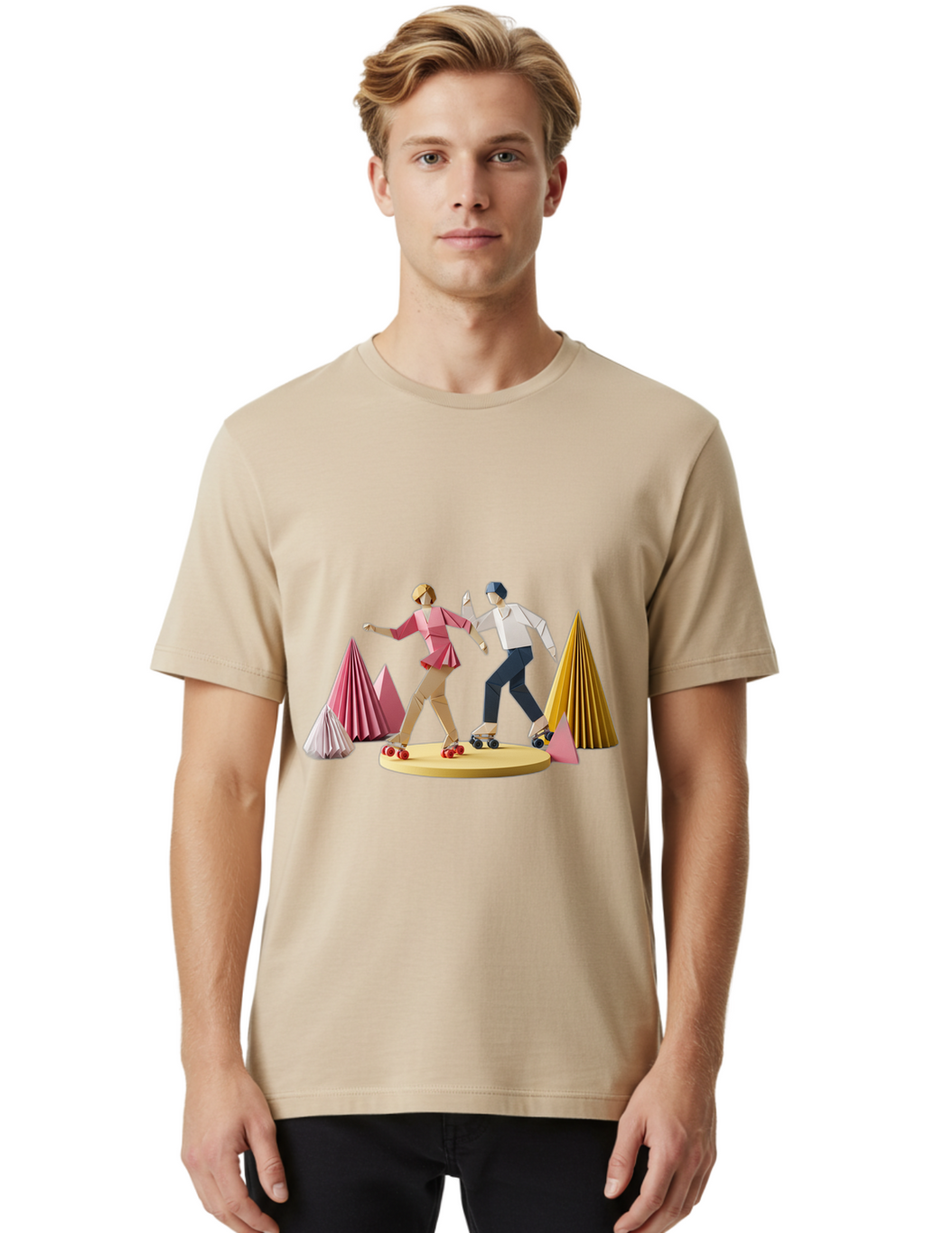 Couple-Roller-Skating Men'S Graphic Tee, 100% Cotton, Comfortable Casual Summer Wear, Machine Washable, Vintage Camera, Old Camera, Antique Camera, Black Camera, Classic Photography, Photography Equipment, Nostalgic Device, Film Camera, Bam114