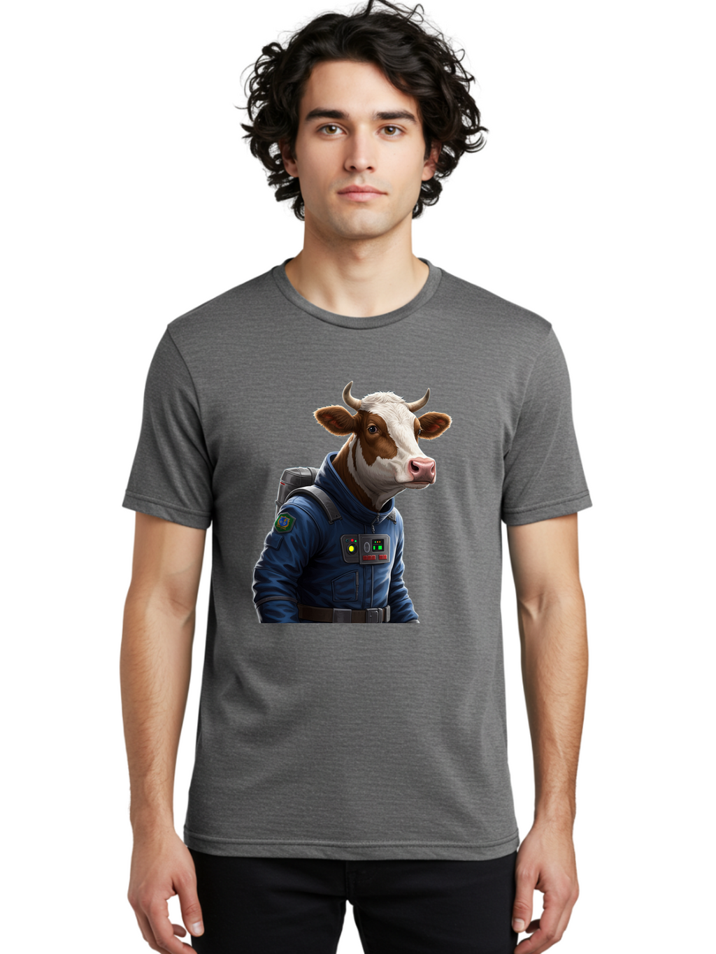 Cow-In-Space-Suit Men'S Graphic Tee, 100% Cotton, Comfortable Casual Summer Wear, Machine Washable, Vintage Camera, Old Camera, Antique Camera, Black Camera, Classic Photography, Photography Equipment, Nostalgic Device, Film Camera, Camera Art Bam117