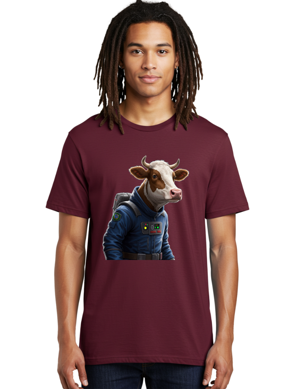 Cow-In-Space-Suit Men'S Graphic Tee, 100% Cotton, Comfortable Casual Summer Wear, Machine Washable, Vintage Camera, Old Camera, Antique Camera, Black Camera, Classic Photography, Photography Equipment, Nostalgic Device, Film Camera, Camera Art Bam117