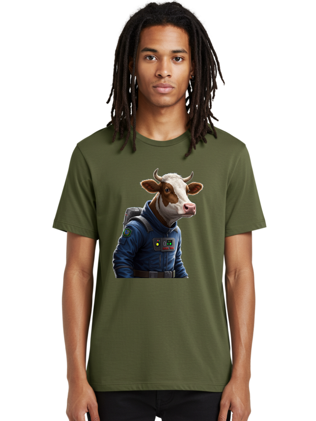Cow-In-Space-Suit Men'S Graphic Tee, 100% Cotton, Comfortable Casual Summer Wear, Machine Washable, Vintage Camera, Old Camera, Antique Camera, Black Camera, Classic Photography, Photography Equipment, Nostalgic Device, Film Camera, Camera Art Bam117