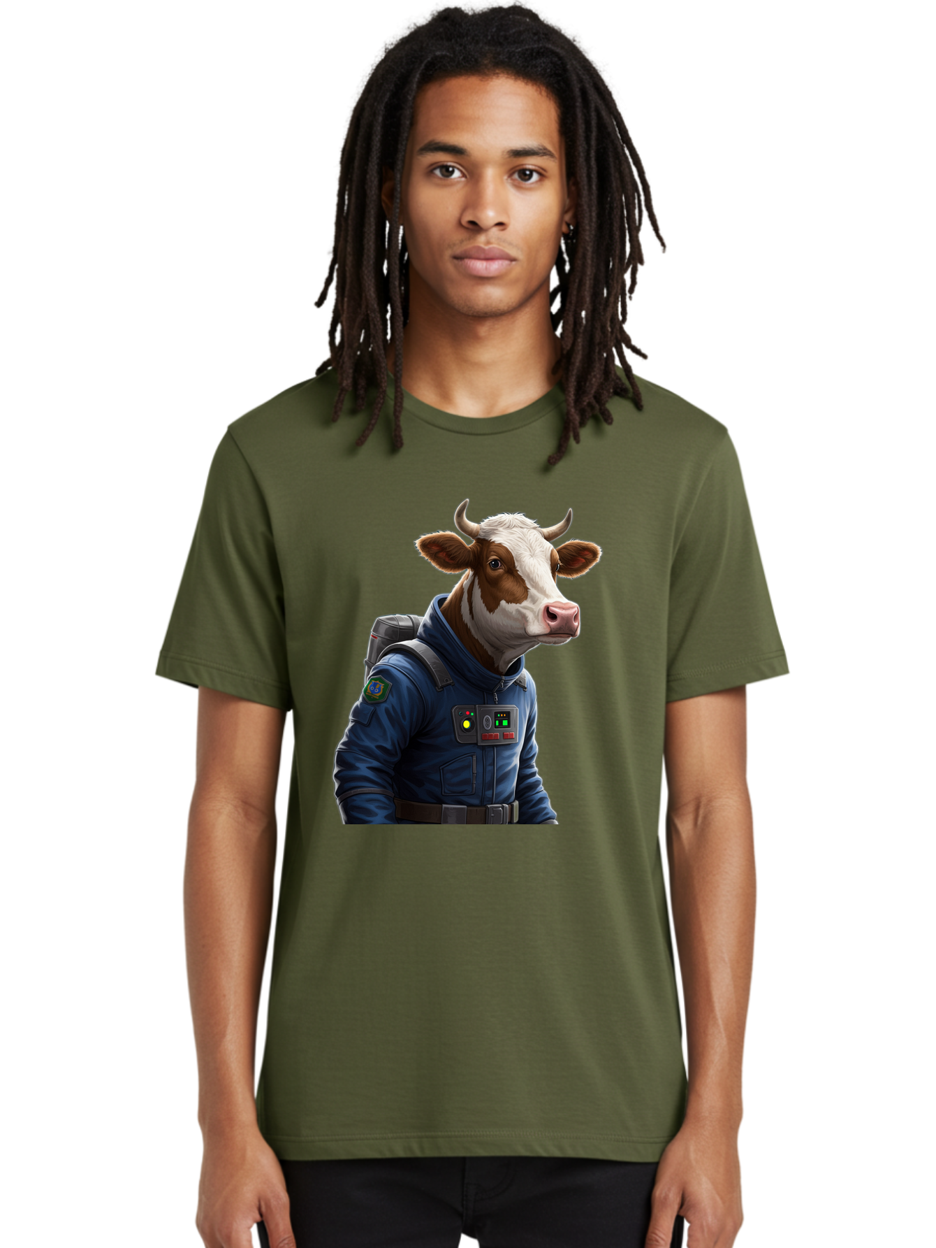 Cow-In-Space-Suit Men'S Graphic Tee, 100% Cotton, Comfortable Casual Summer Wear, Machine Washable, Vintage Camera, Old Camera, Antique Camera, Black Camera, Classic Photography, Photography Equipment, Nostalgic Device, Film Camera, Camera Art Bam117