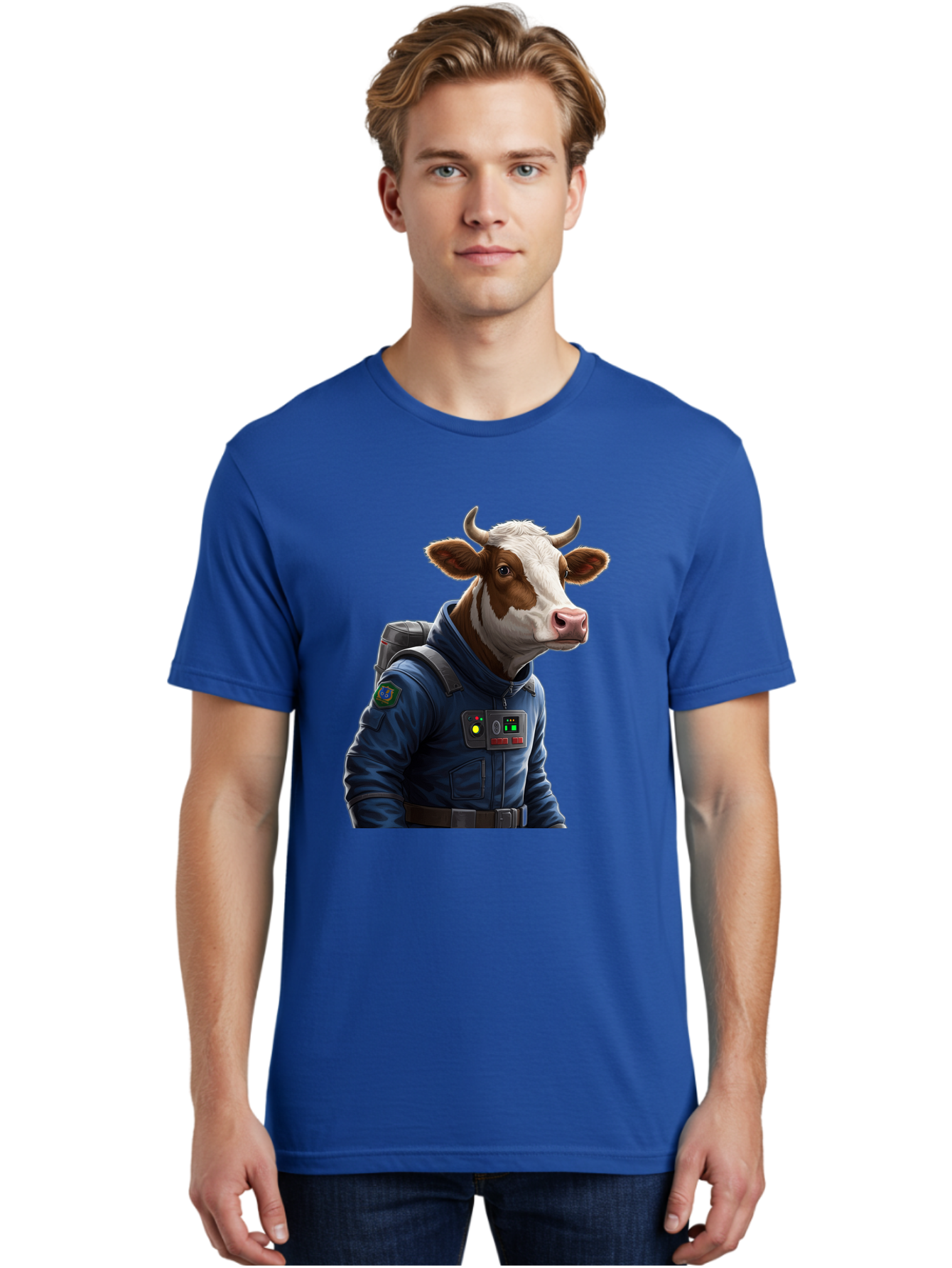 Cow-In-Space-Suit Men'S Graphic Tee, 100% Cotton, Comfortable Casual Summer Wear, Machine Washable, Vintage Camera, Old Camera, Antique Camera, Black Camera, Classic Photography, Photography Equipment, Nostalgic Device, Film Camera, Camera Art Bam117