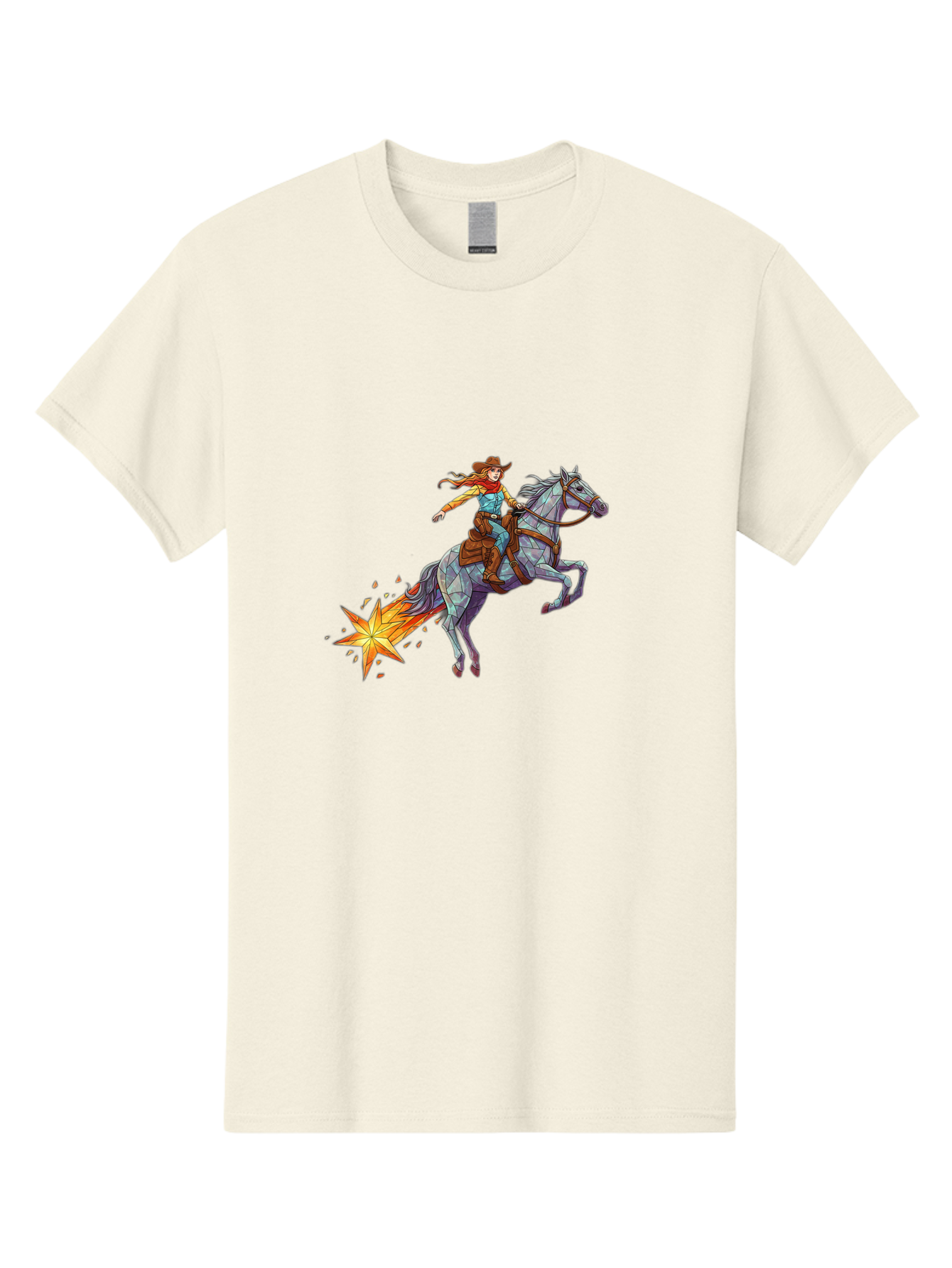 Cowgirl-On-Polygonal-Horse Men'S Graphic Tee, 100% Cotton, Comfortable Casual Summer Wear, Machine Washable, Vintage Camera, Old Camera, Antique Camera, Black Camera, Classic Photography, Photography Equipment, Nostalgic Device, Film Camera, Bam119