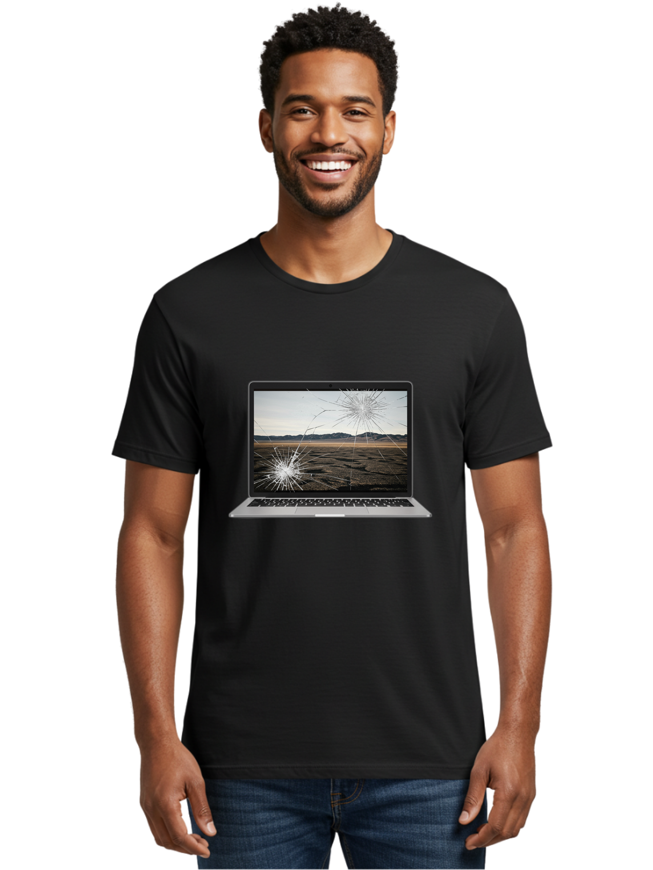 Cracked-Laptop-Screen Men'S Graphic Tee, 100% Cotton, Comfortable Casual Summer Wear, Machine Washable, Vintage Camera, Old Camera, Antique Camera, Black Camera, Classic Photography, Photography Equipment, Nostalgic Device, Film Camera, Bam122