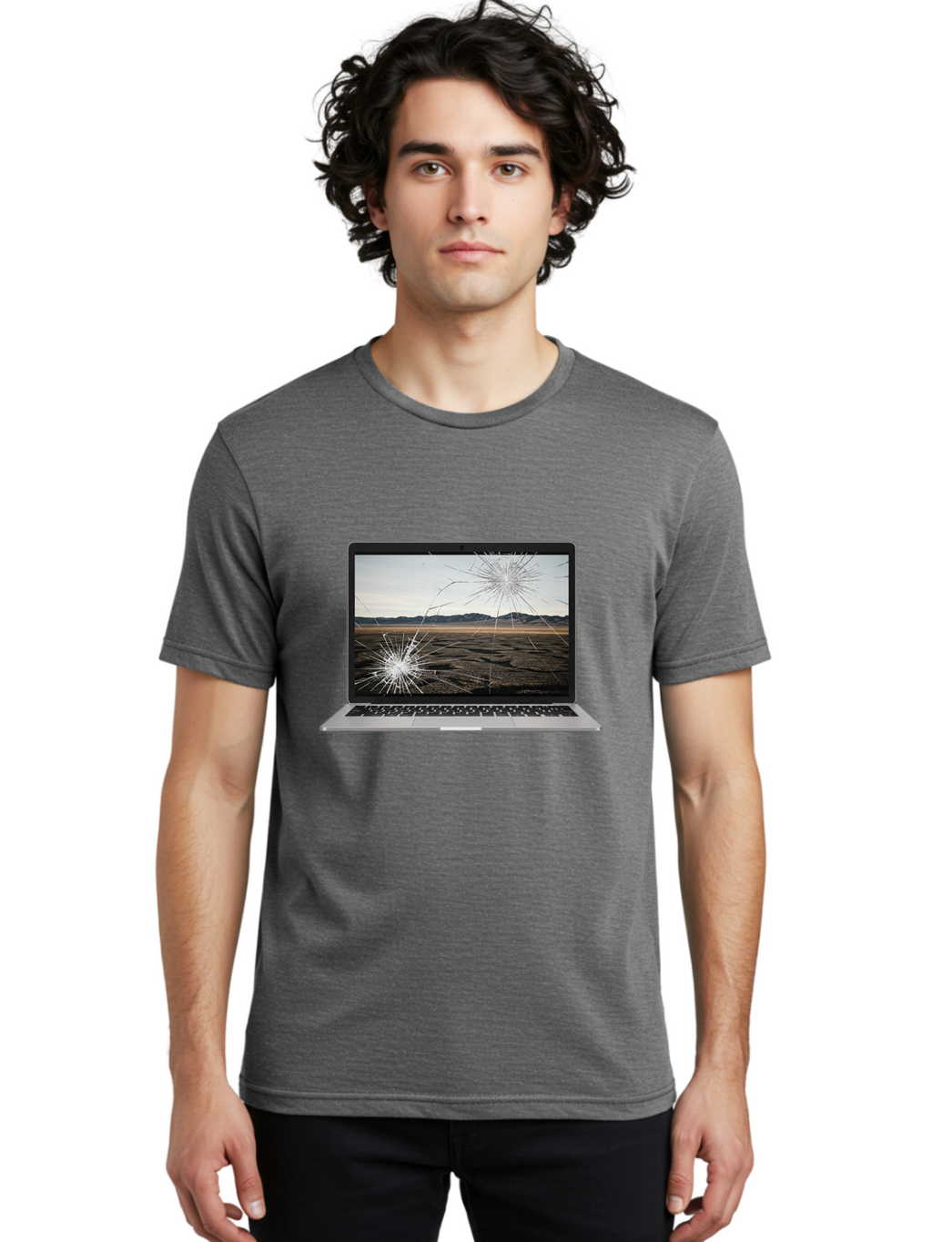 Cracked-Laptop-Screen Men'S Graphic Tee, 100% Cotton, Comfortable Casual Summer Wear, Machine Washable, Vintage Camera, Old Camera, Antique Camera, Black Camera, Classic Photography, Photography Equipment, Nostalgic Device, Film Camera, Bam122
